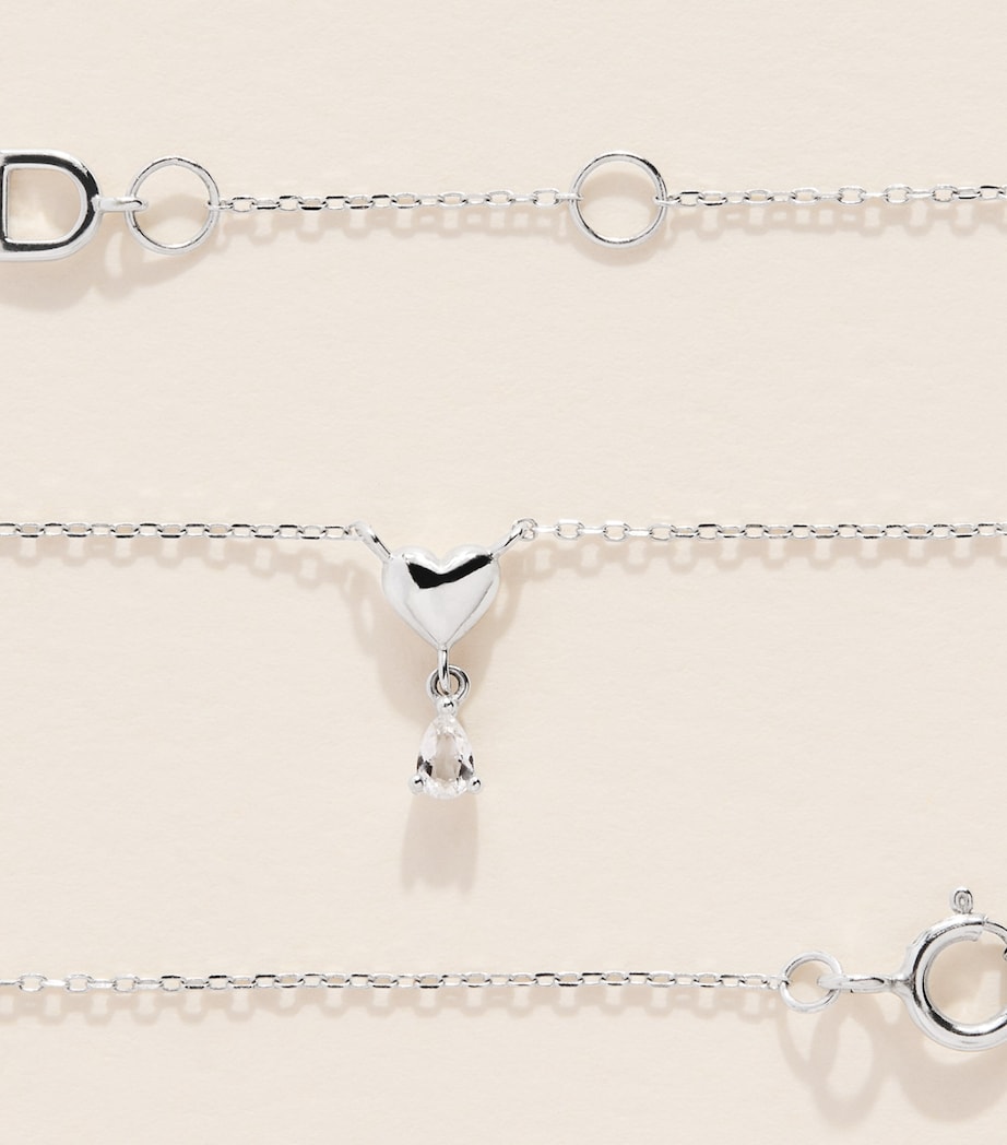 Astrid & Miyu White Gold and Topaz Heart Necklace White Gold Image 5