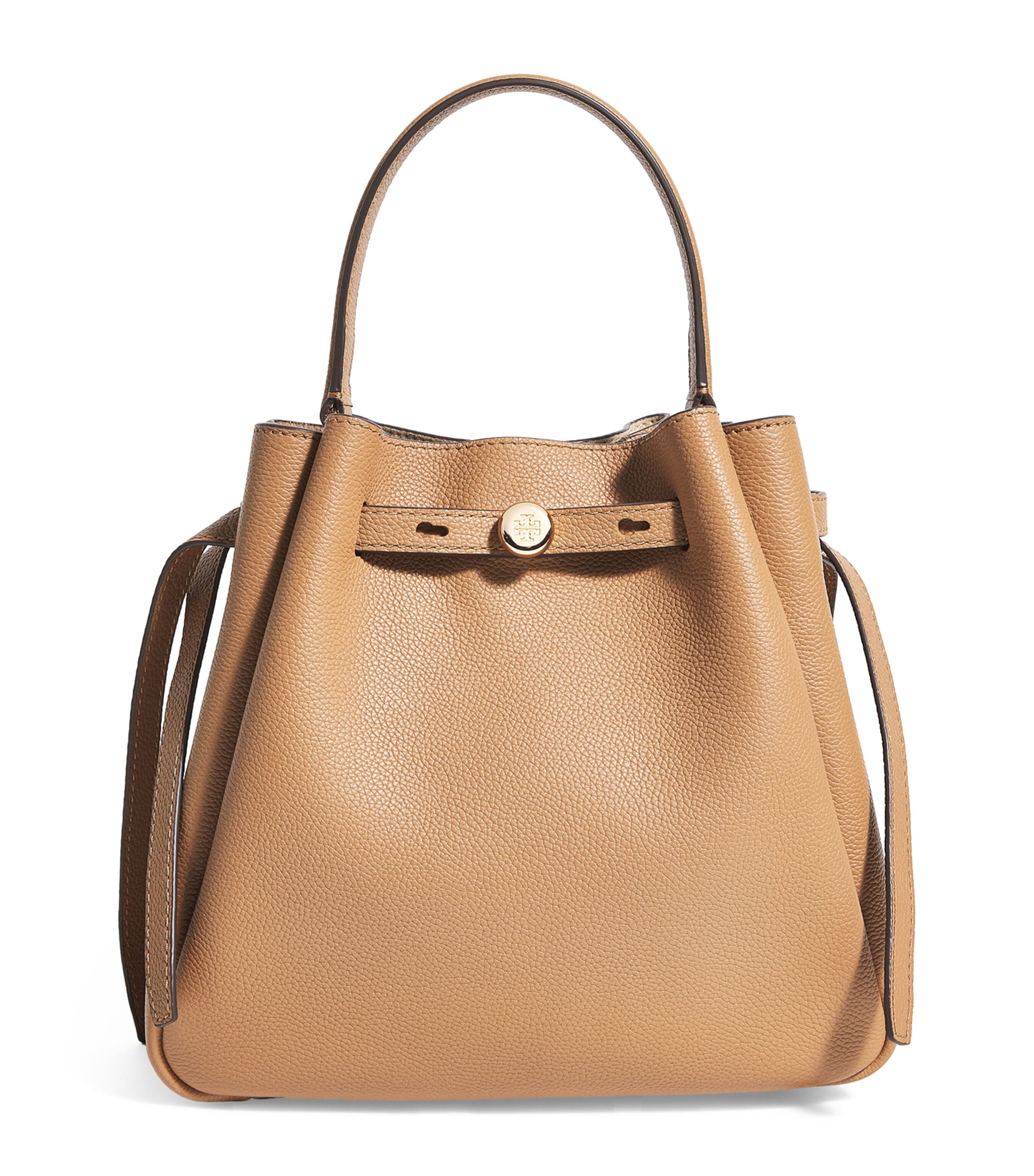 Tory Burch Leather Romy Bucket Bag In Brown