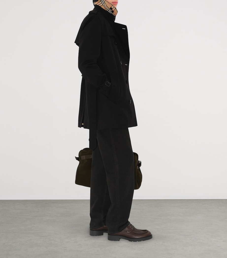 Cotton Kensington Short Trench Coat BLACK Image 3