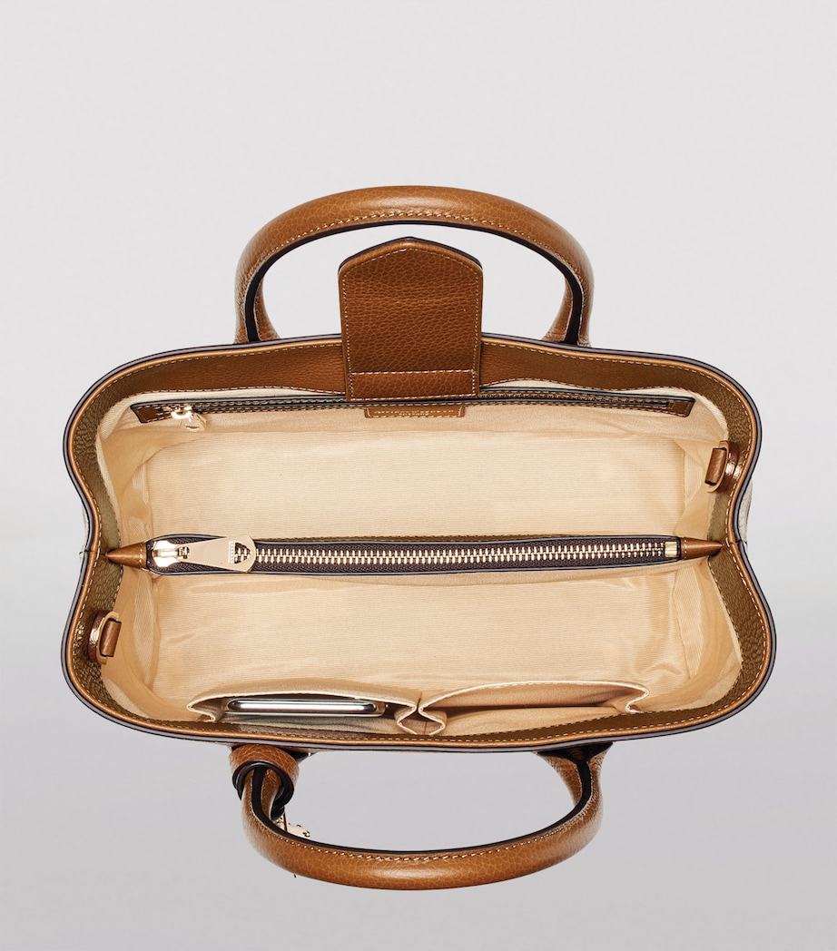 Midi Leather London Tote Bag TAN Image 8