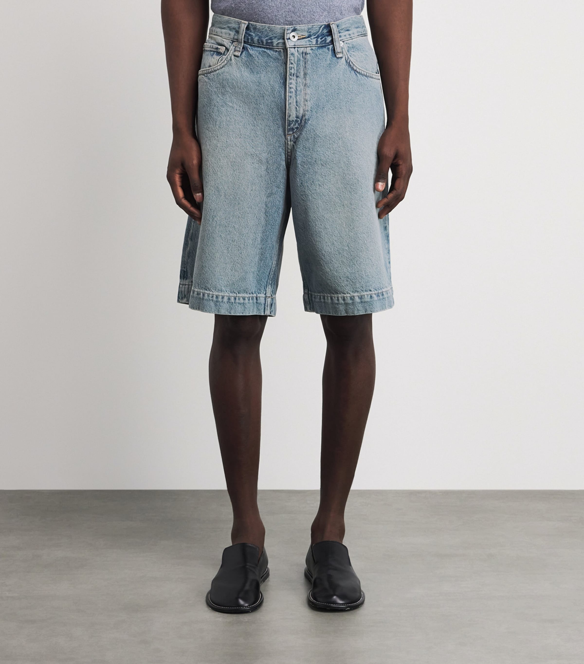 Rag & Bone Mens Baggy Denim Shorts Beacon Blue Image 4