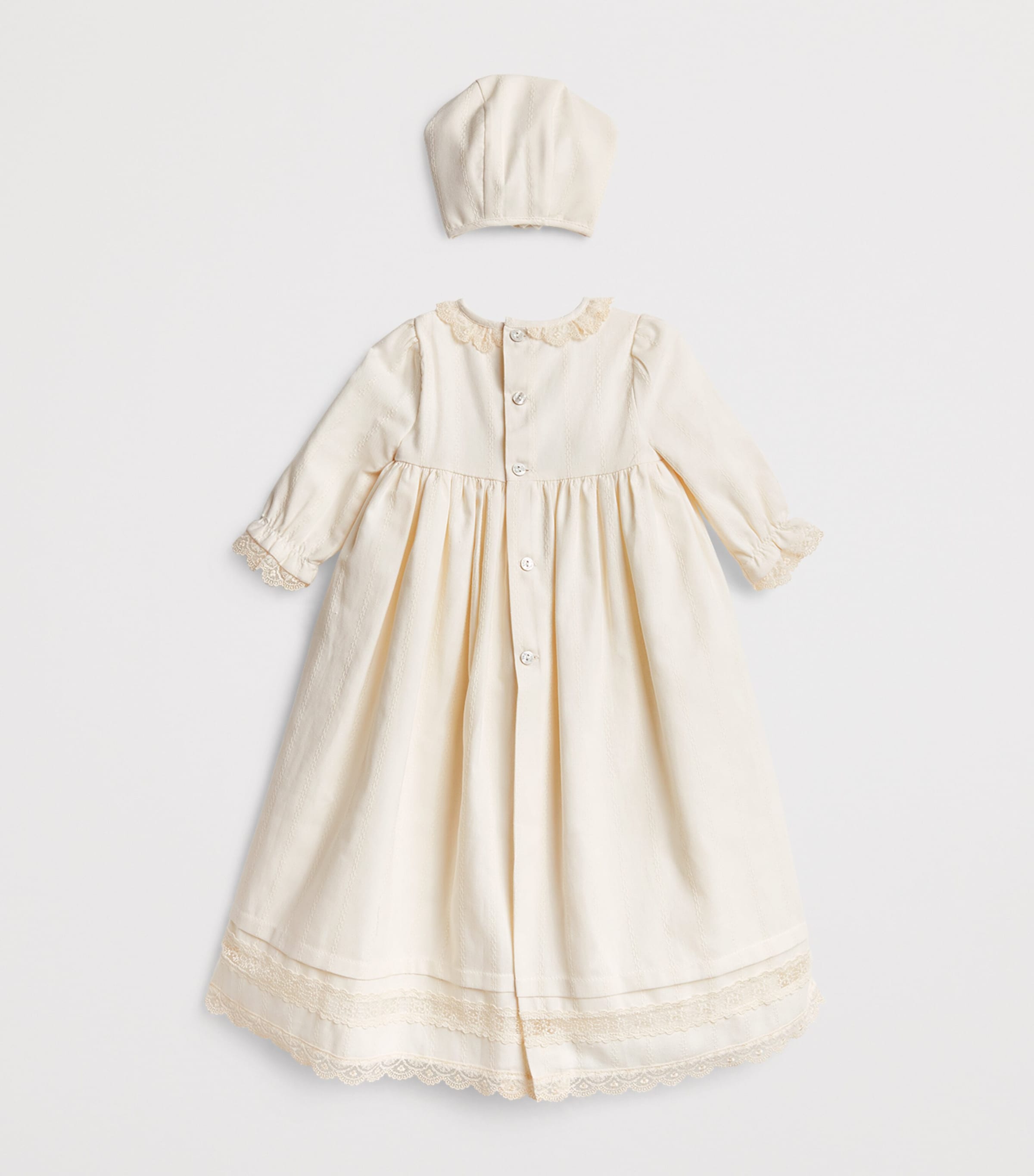 Paz Rodriguez Lace-Trim Dress and Bonnet Set (1-12 Months) Cream Image 2
