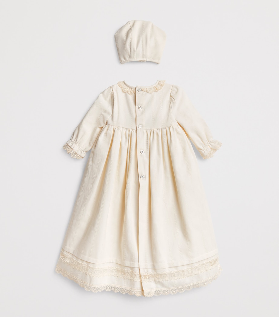 Paz Rodriguez Lace-Trim Dress and Bonnet Set (1-12 Months) Cream Image 2