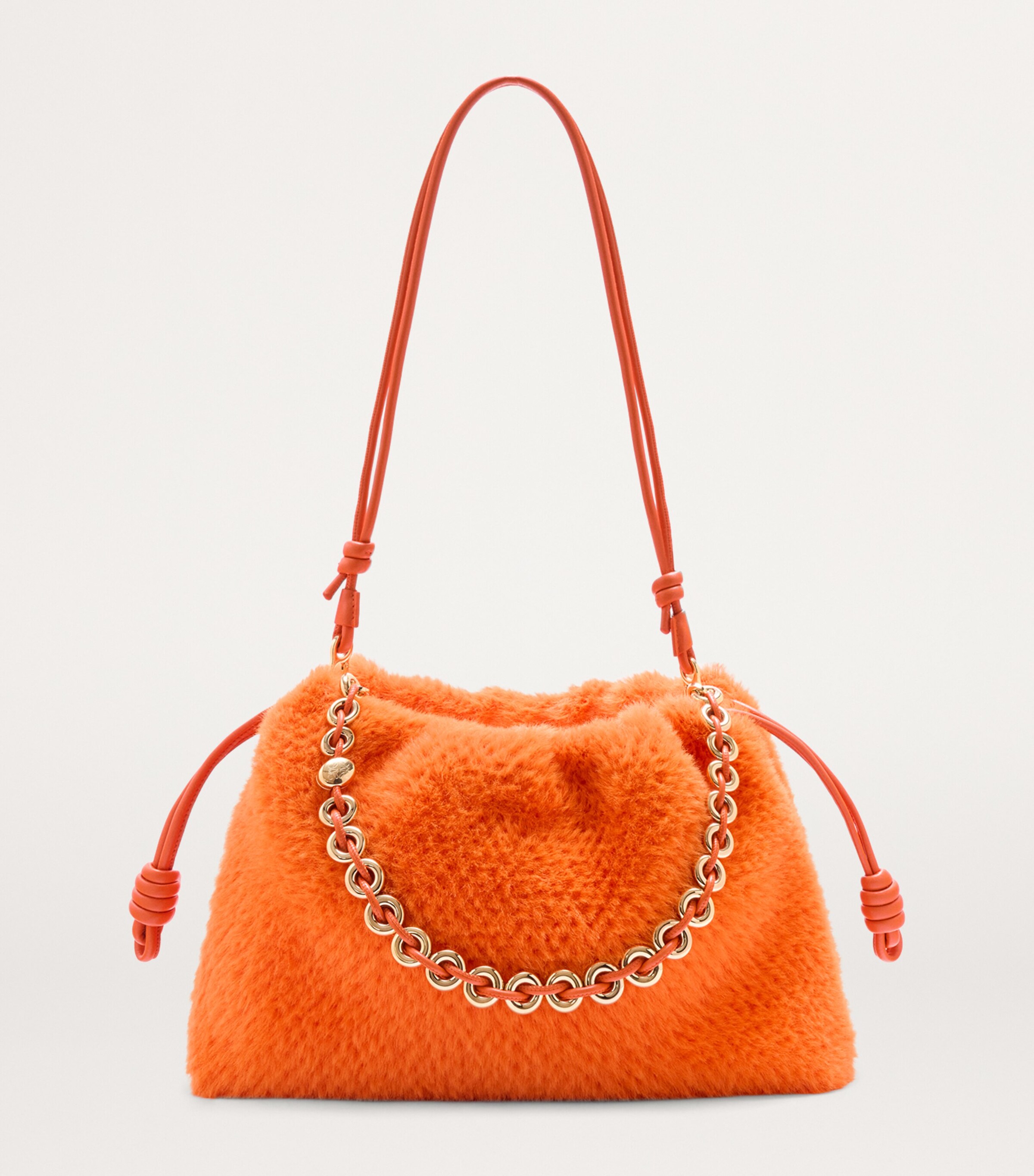LOEWE Large Fluffy Flamenco Clutch Bag Vivid Orange Image 6