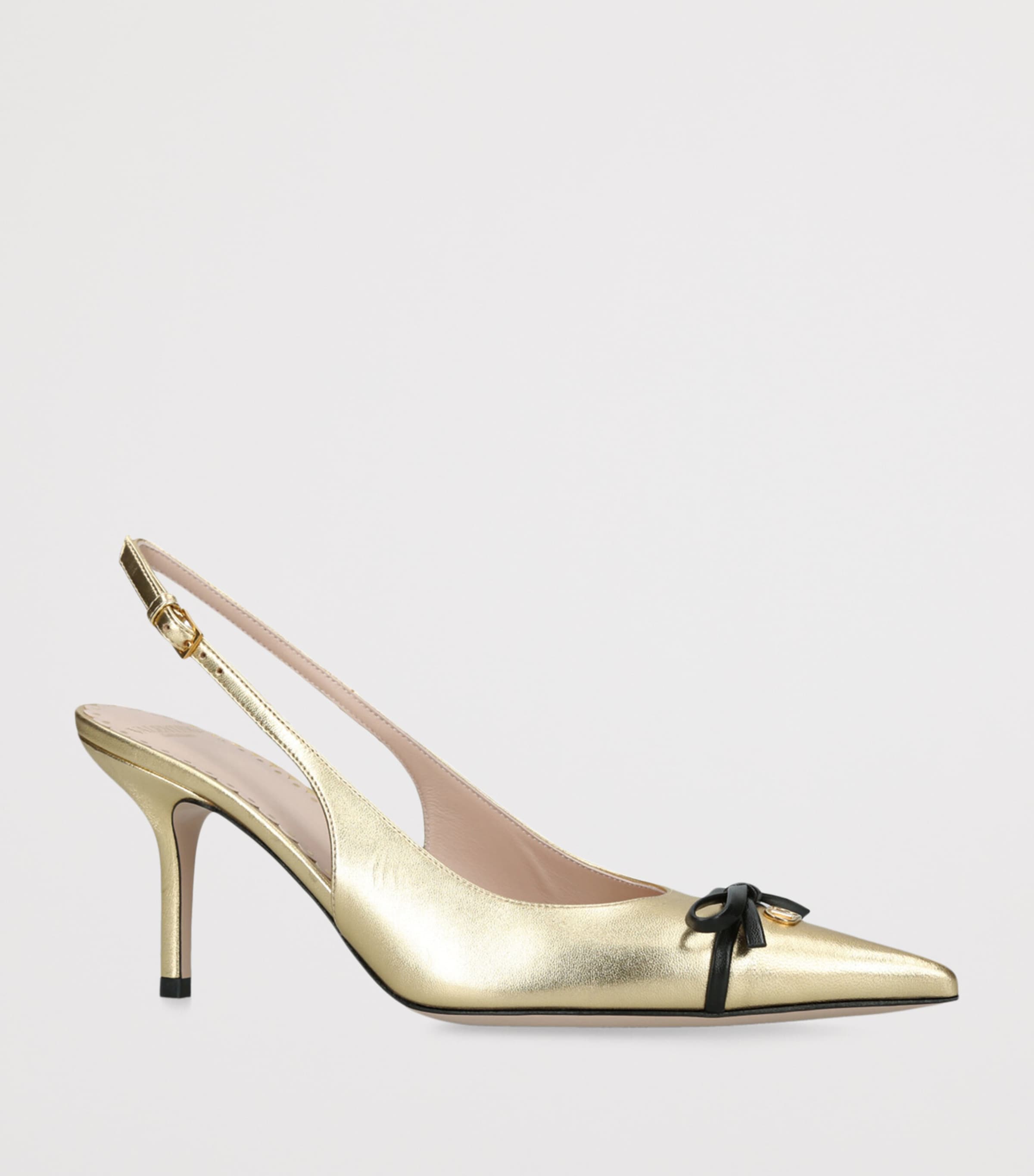 Leather Bepointy Slingback Heels 80 GOLD COMB Image 3