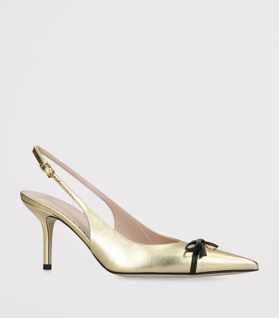 Leather Bepointy Slingback Heels 80 GOLD COMB Image 3