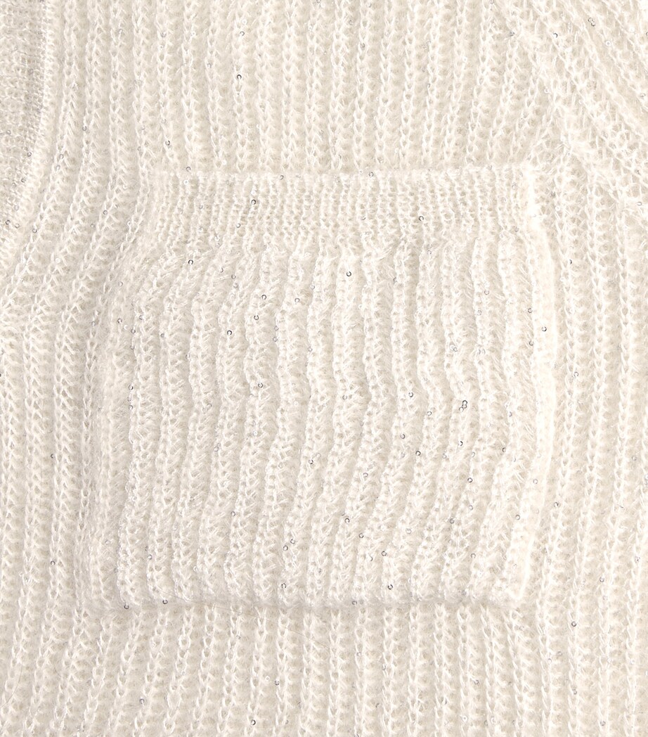 Fabiana Filippi Womens Knitted Sequin Polo Sweater Rafia Image 6