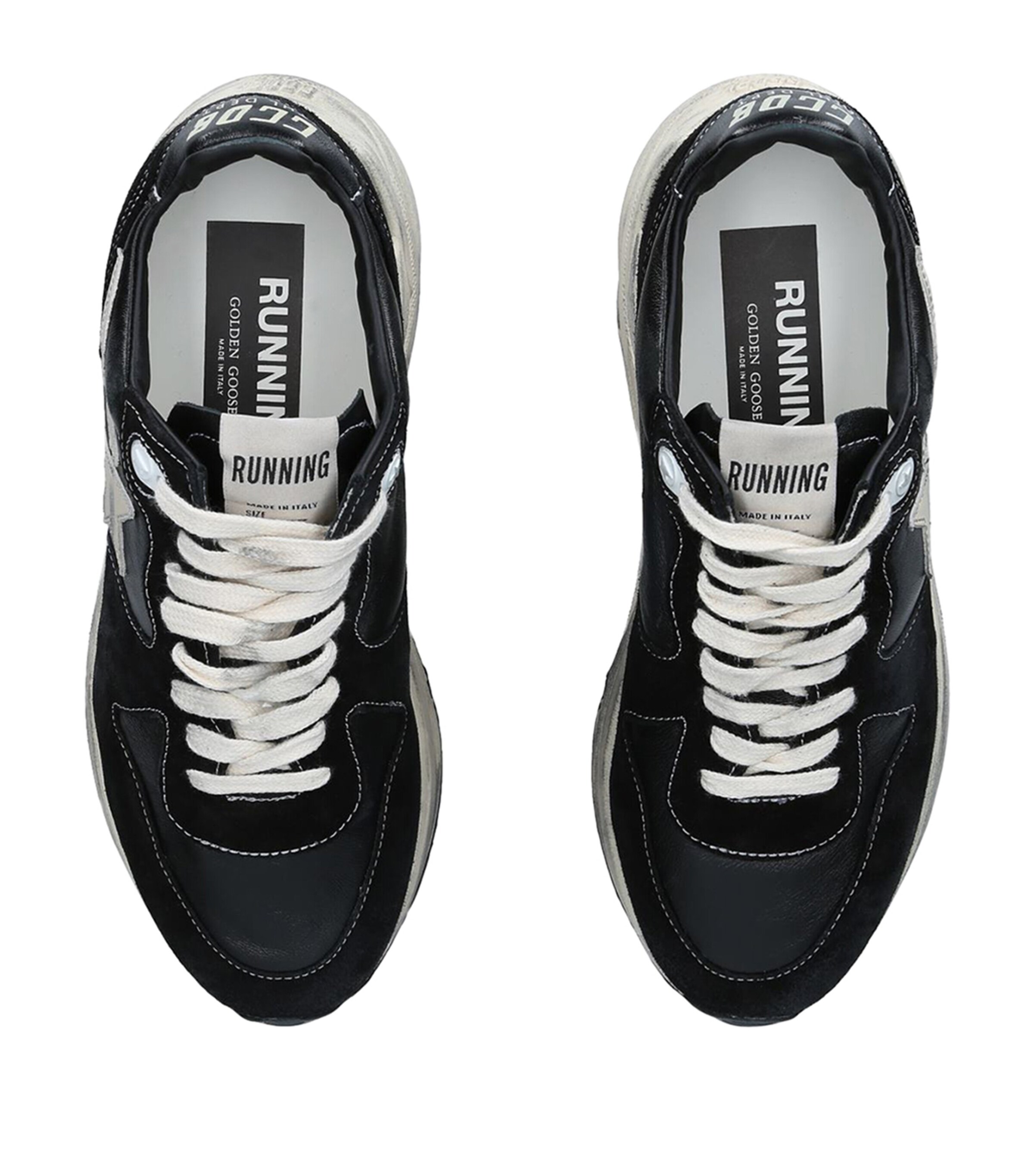 Golden Goose Leather Running Sole Sneakers Blk/white Image 4