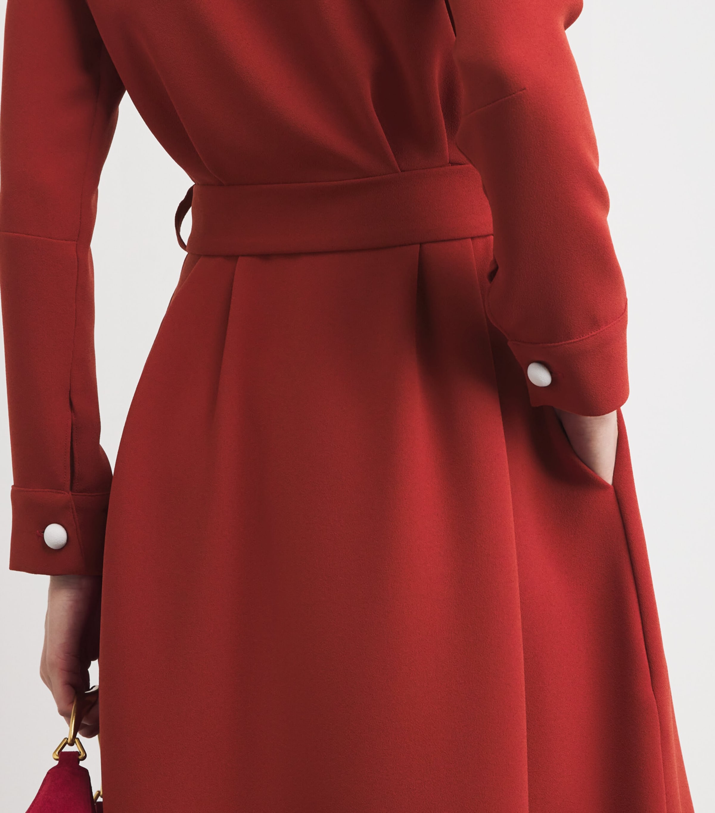 Belted Echo Midi Shirt Dress CARMINE Image 6