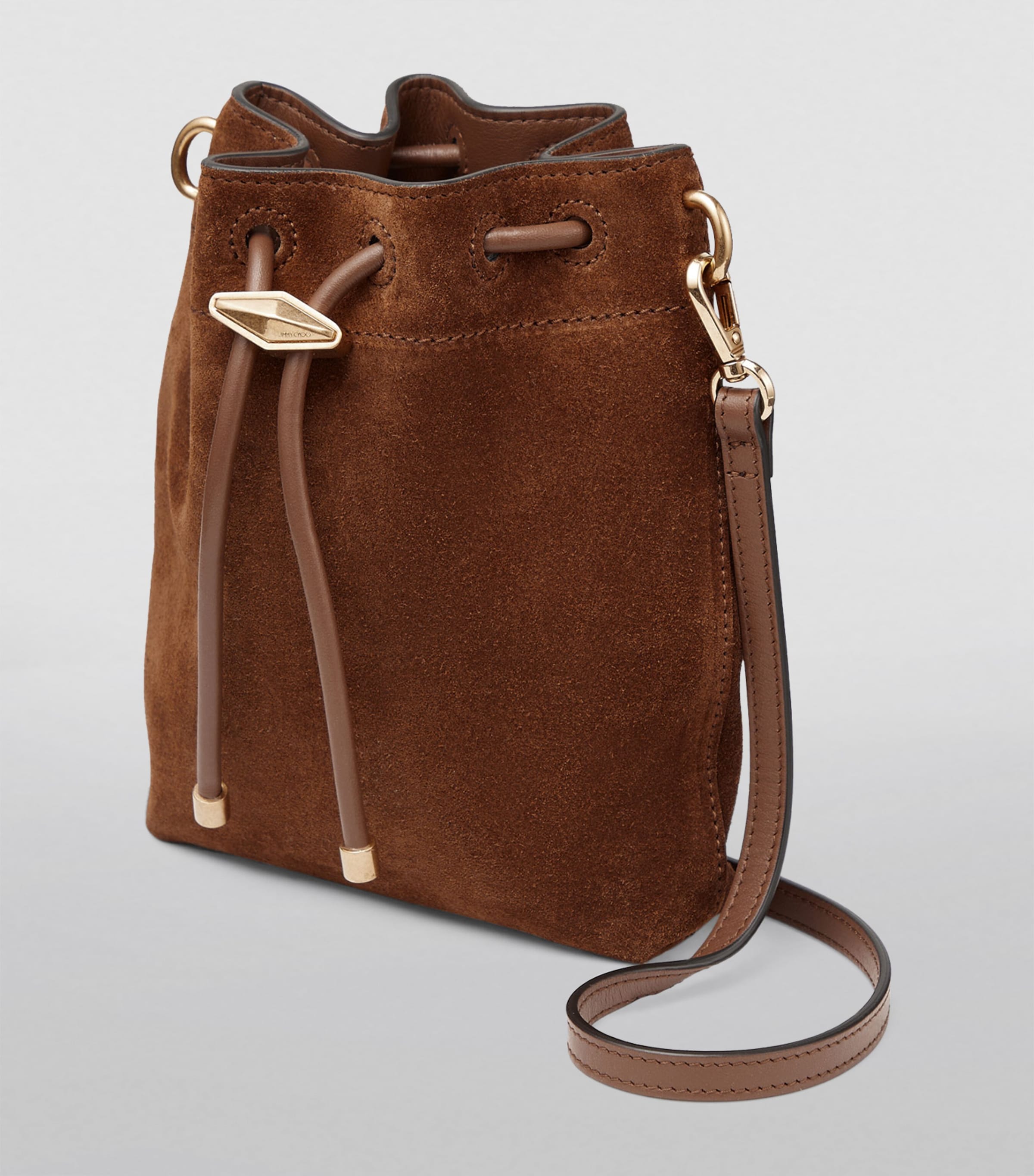 Mini Suede Cinch Bucket Bag TAN/GOLD Image 2