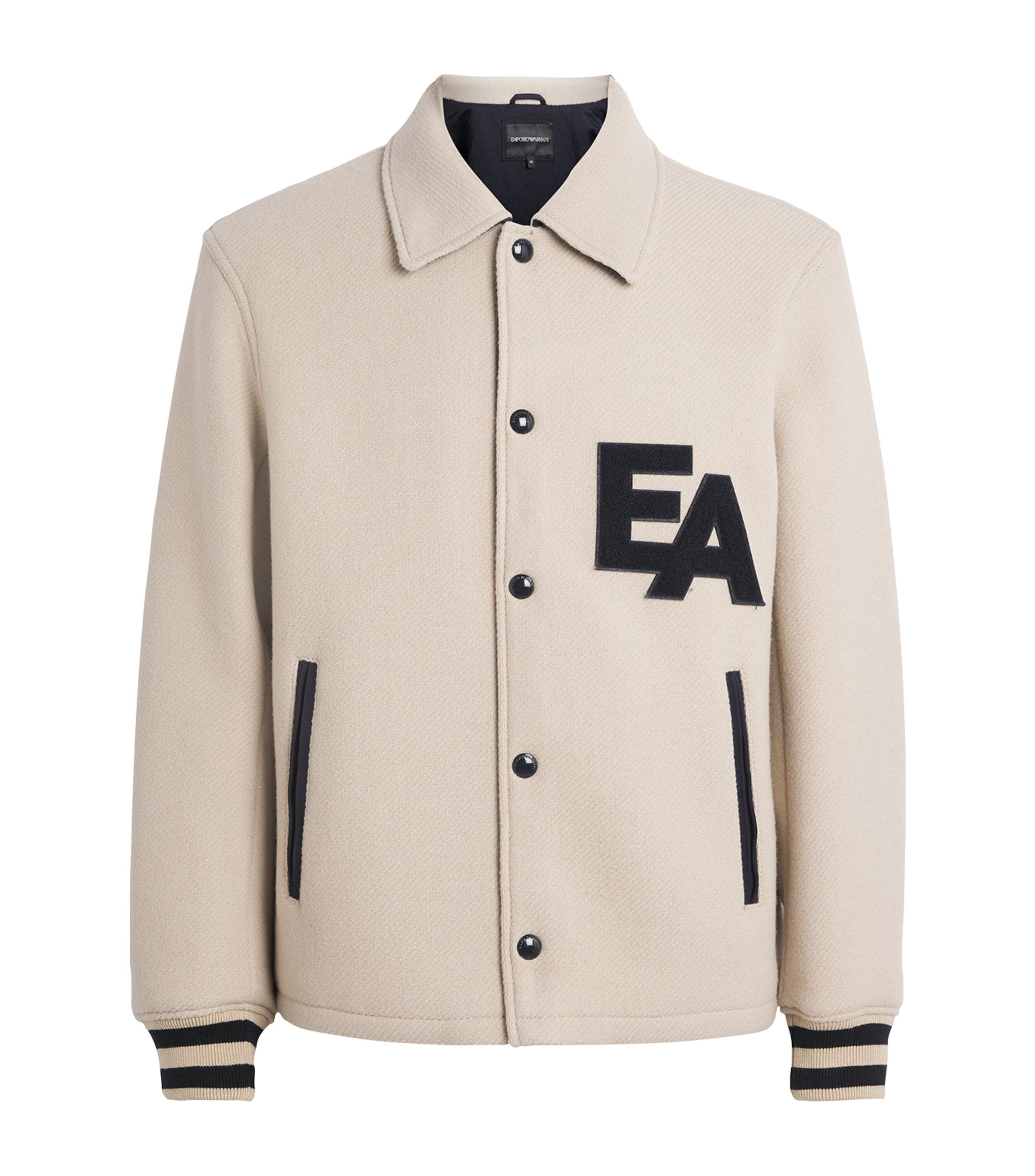 Emporio Armani Virgin Wool Ea Patch Jacket In Neutral