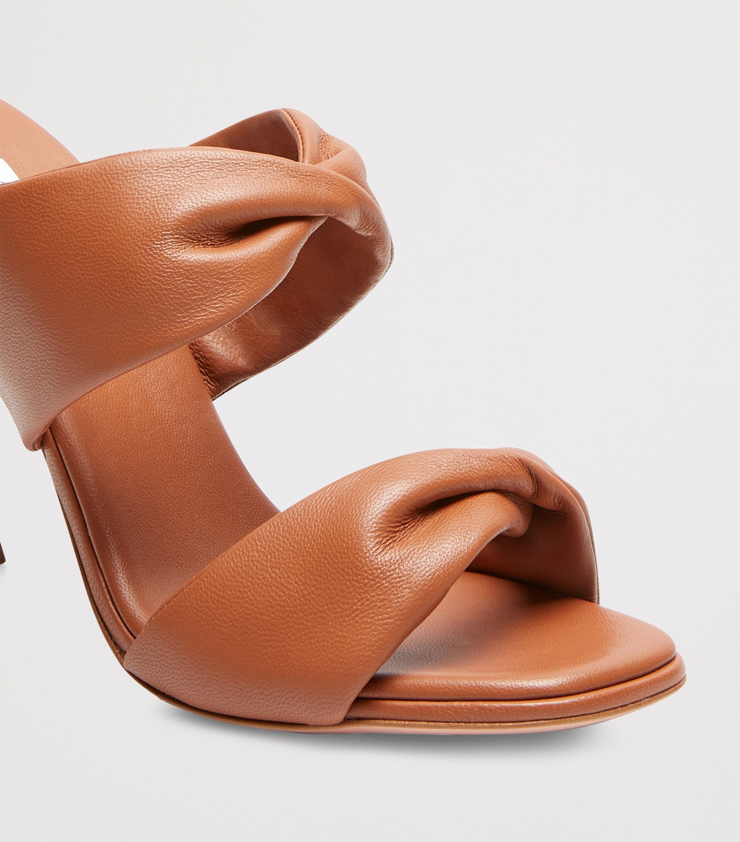 Leather Twist Heeled Sandals 95 TAN Image 5