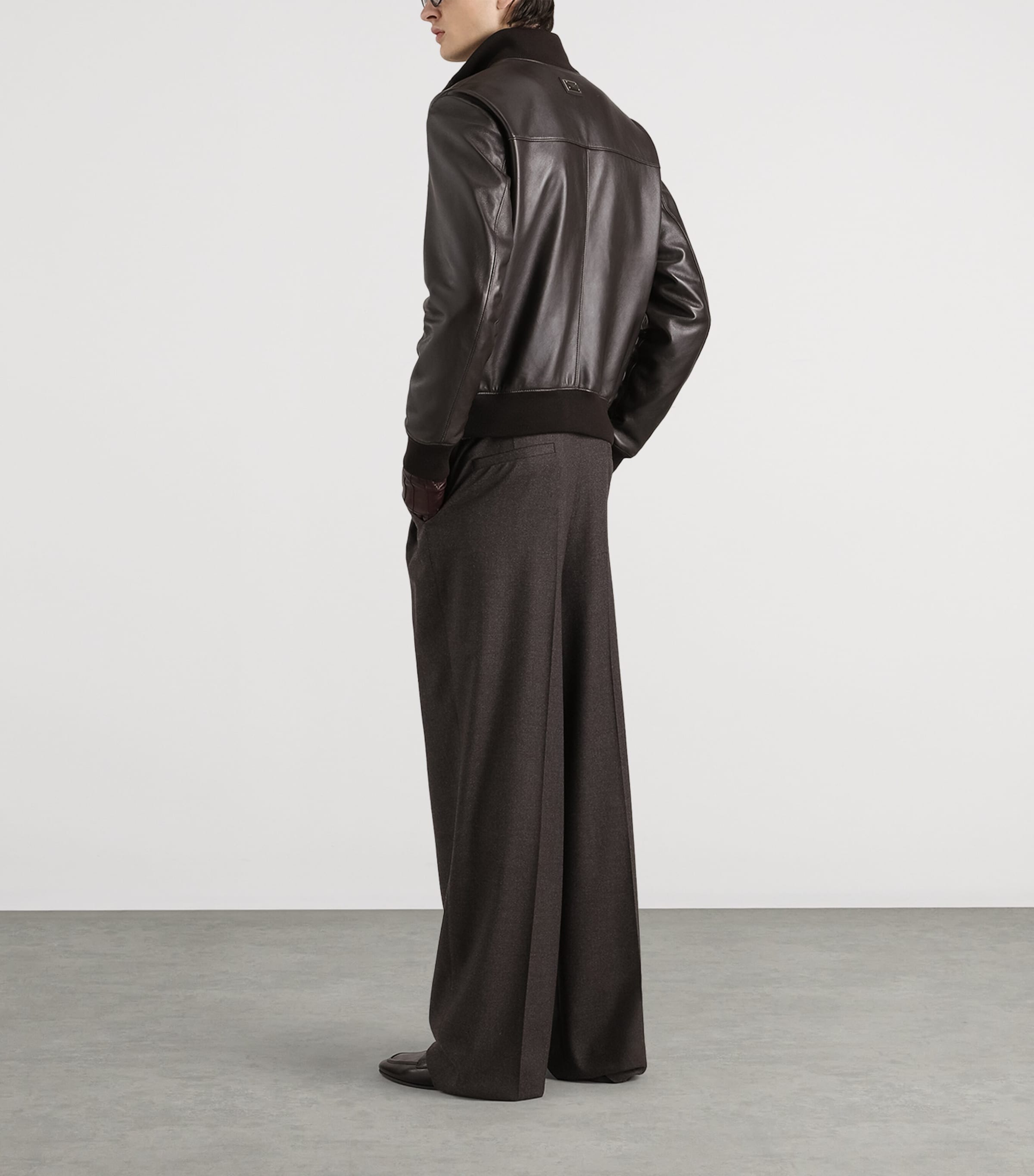 Dolce&Gabbana Mens Lambskin Bomber Jacket Brown Image 3