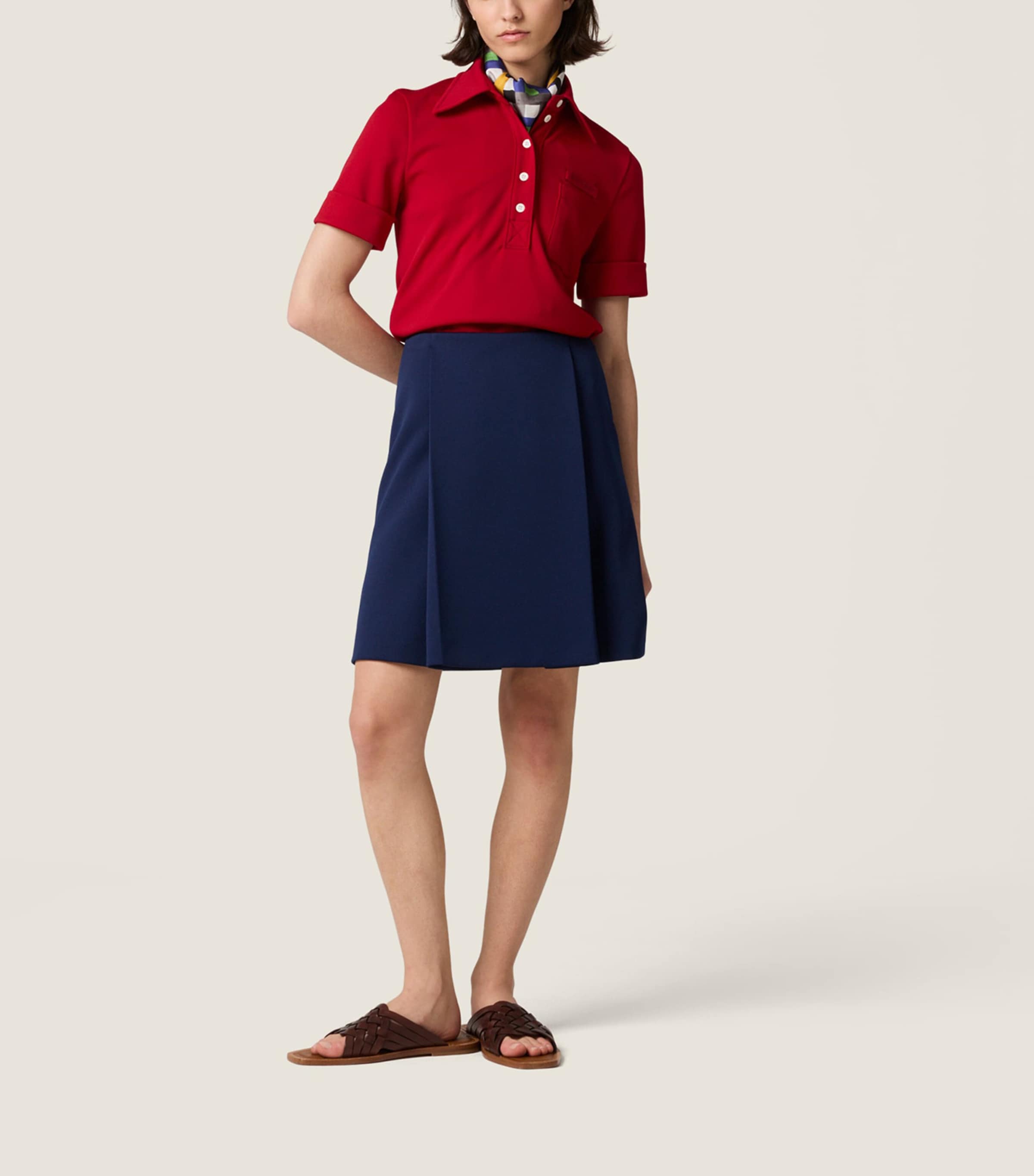 Miu Miu Womens Jersey Pleated Mini Skirt Image 2