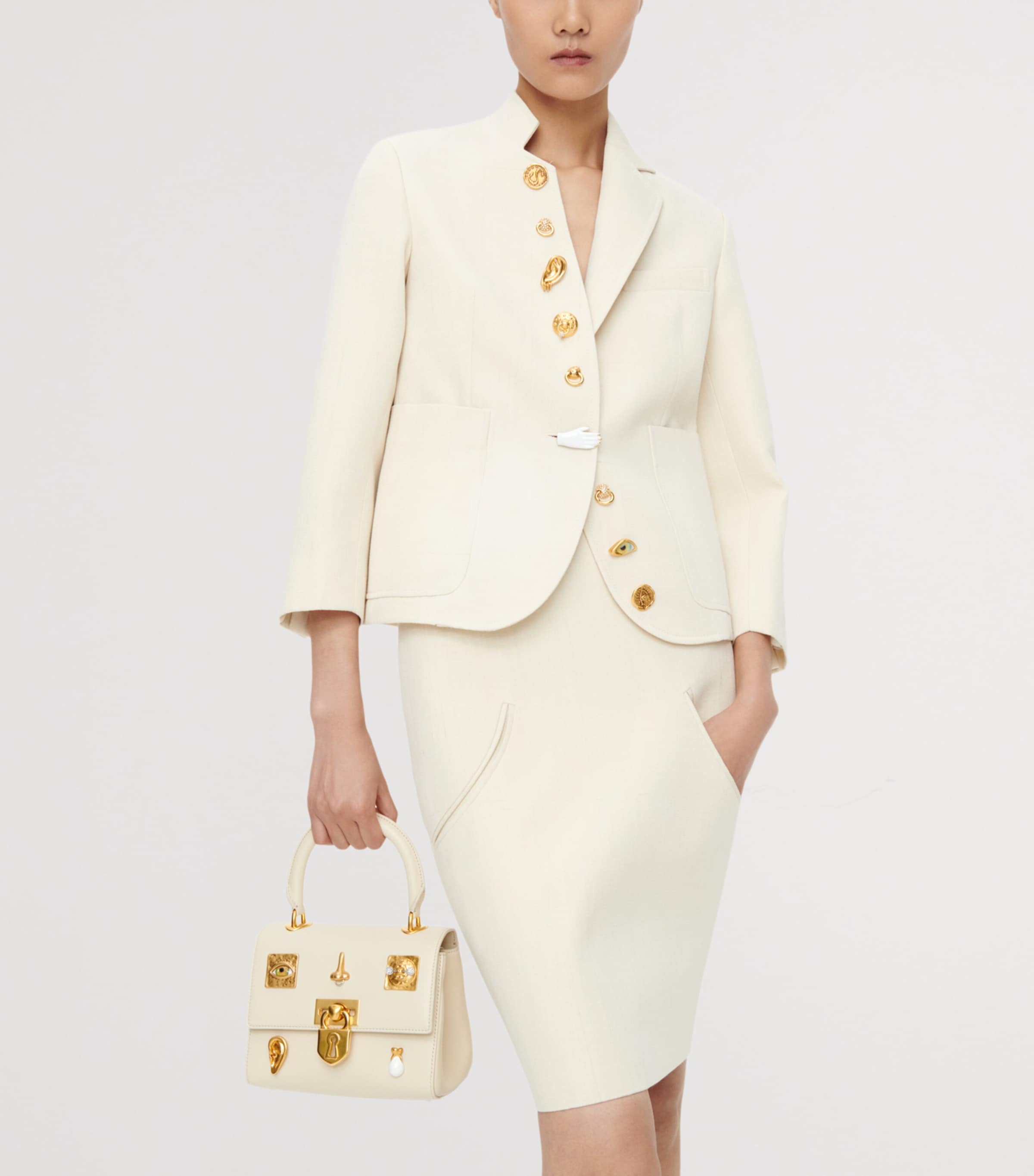 Schiaparelli Womens Canvas Asymmetric Jacket Ecru Image 2