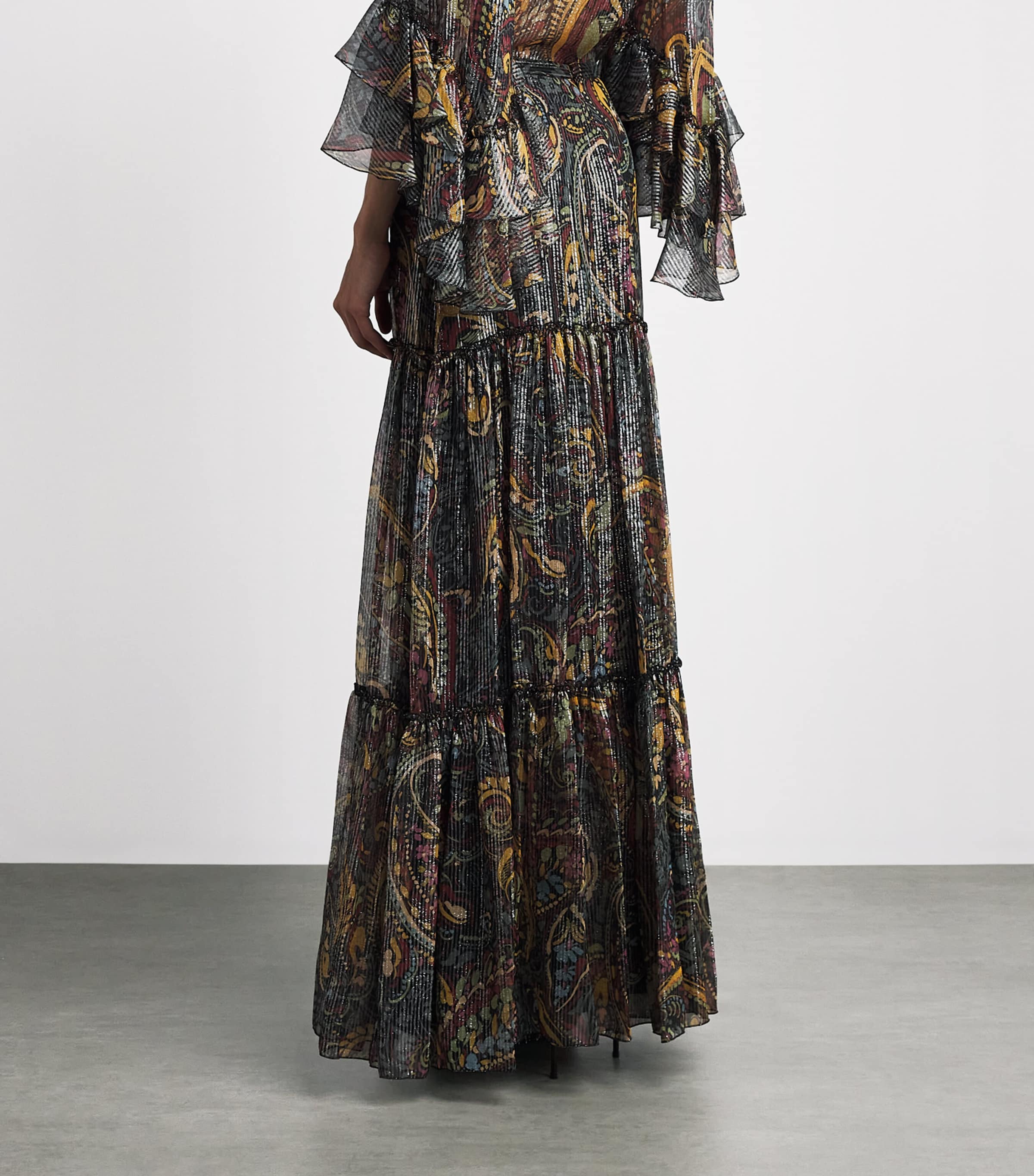 Etro Womens Silk-Blend Paisley Maxi Skirt Print/black Bs Image 5