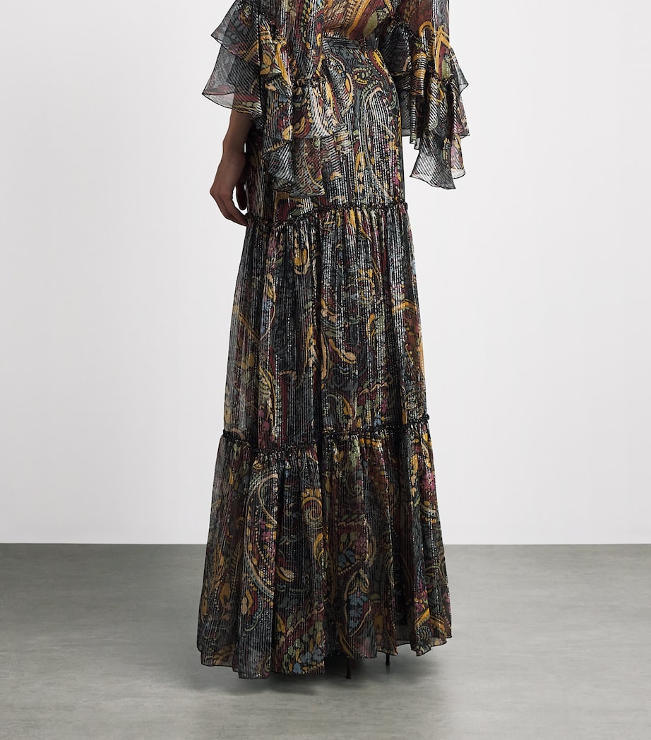 Etro Womens Silk-Blend Paisley Maxi Skirt Print/black Bs Image 5