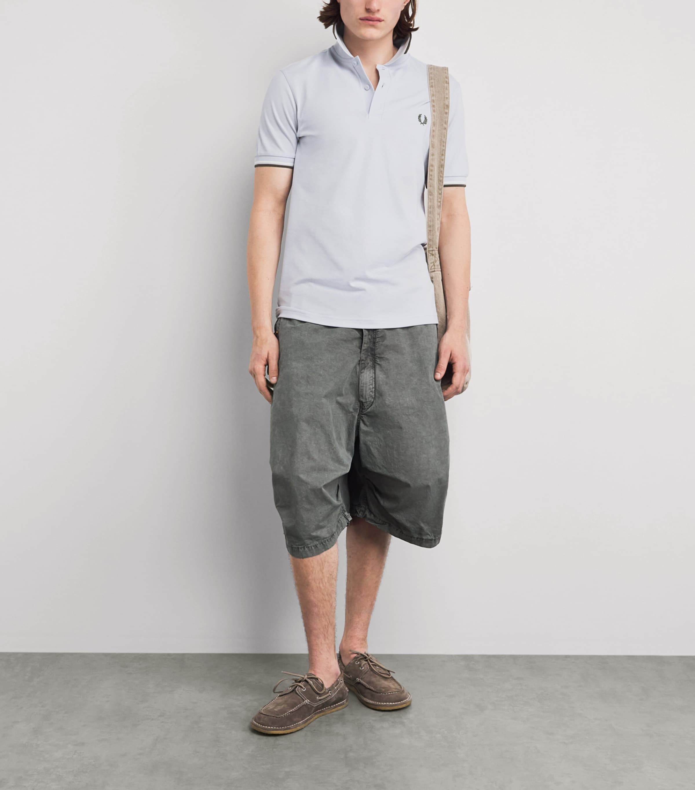 Fred Perry Mens Cotton Twin Tipped Polo Shirt Dusky Blue/ecru Image 2