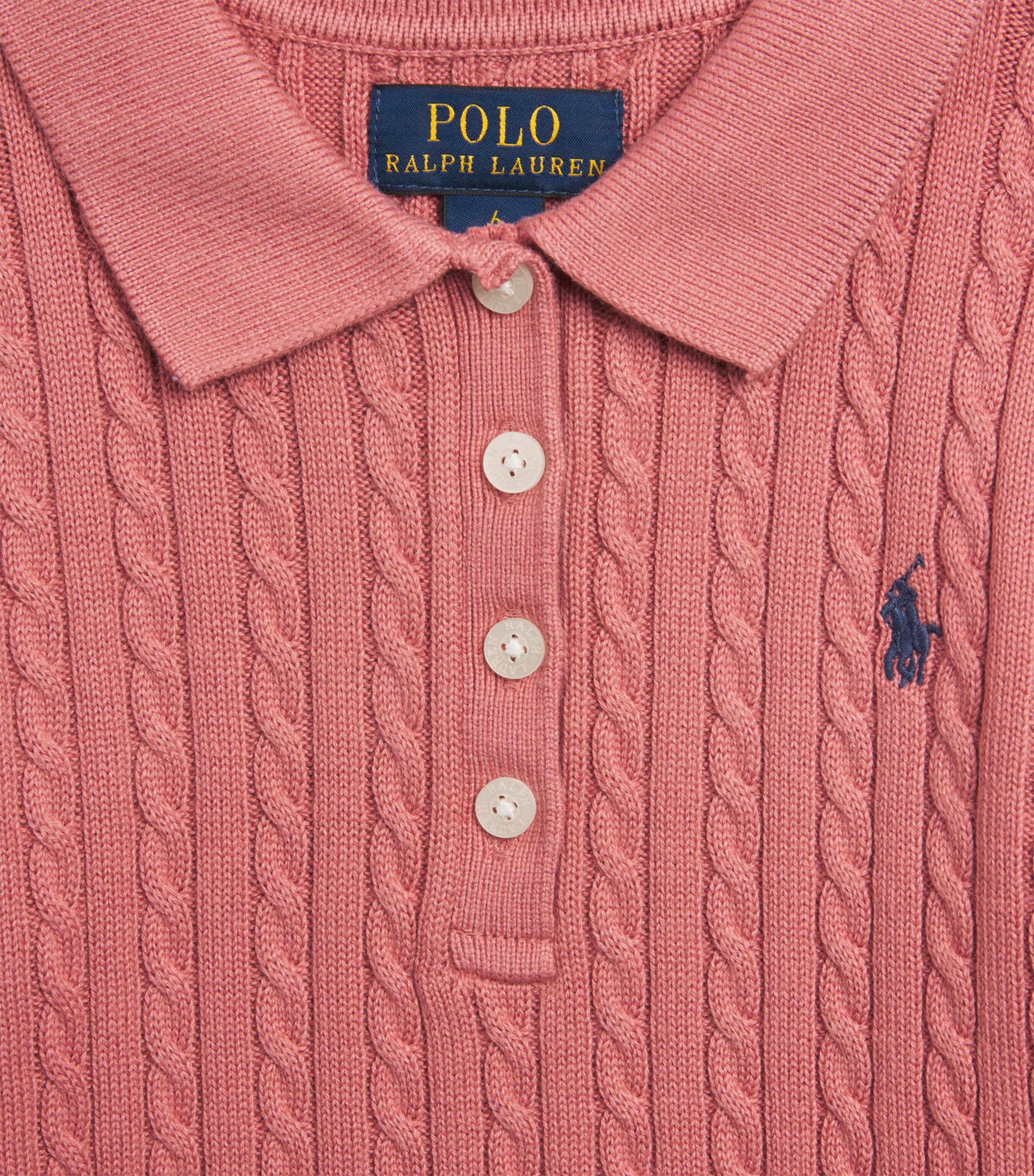 Ralph Lauren Kids Cable-Knit Polo Pony Dress (6-14 Years) Canvas Pink Image 3