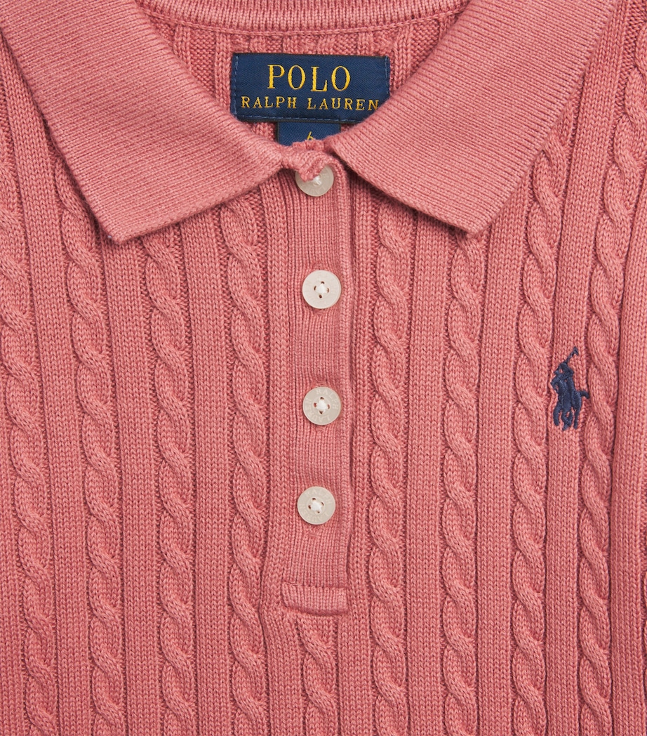 Ralph Lauren Kids Cable-Knit Polo Pony Dress (6-14 Years) Canvas Pink Image 3
