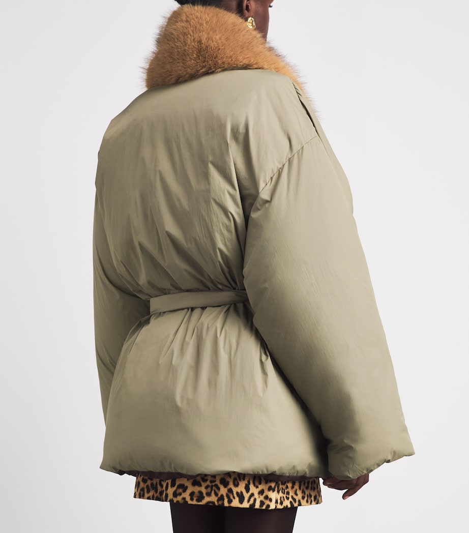 Source Unknown Womens Down Faux-Fur-Trim Egizio Puffer Jacket Khaki Image 5