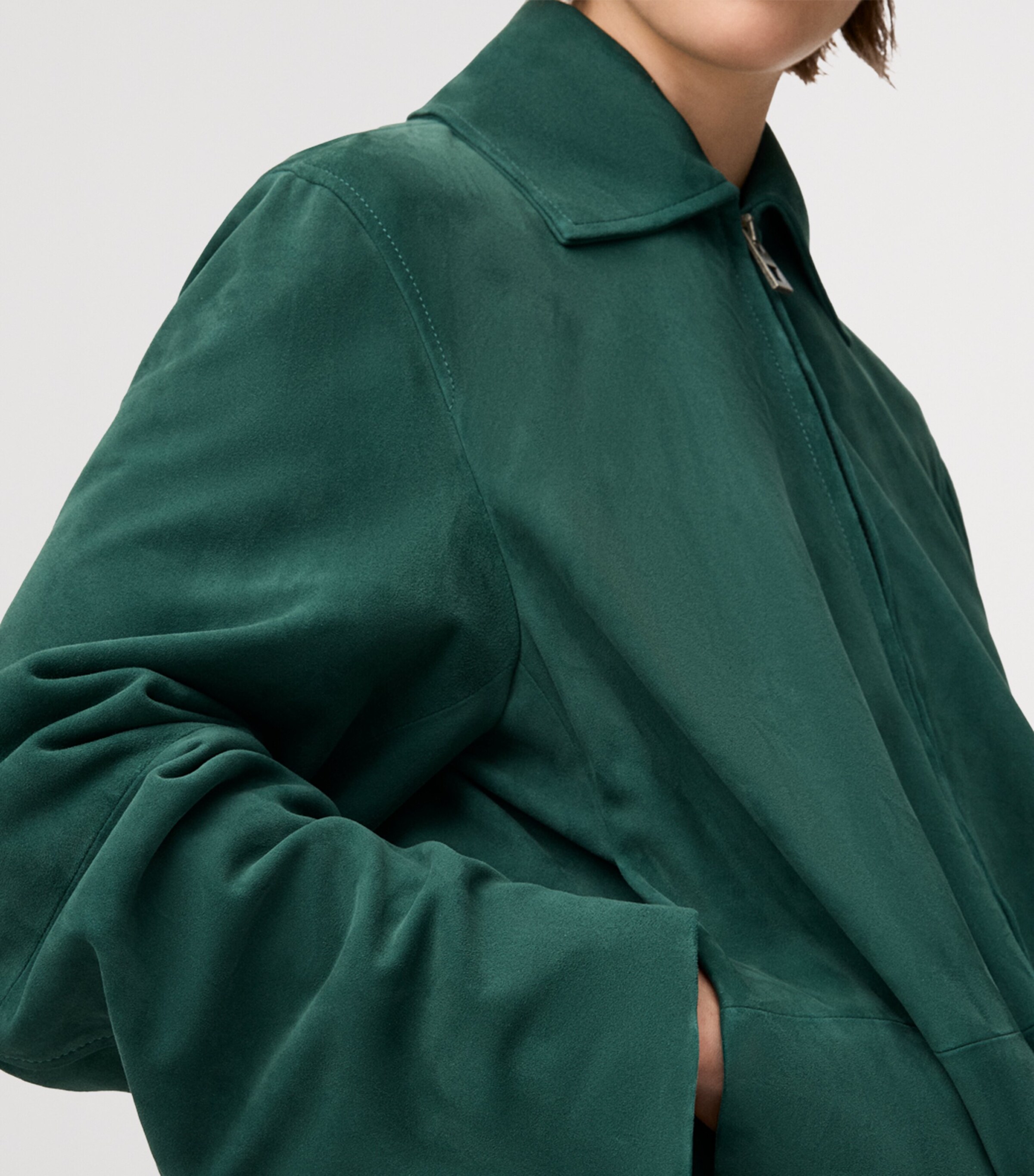LOEWE Womens Suede Buckled Shirt Jacket Green Image 5