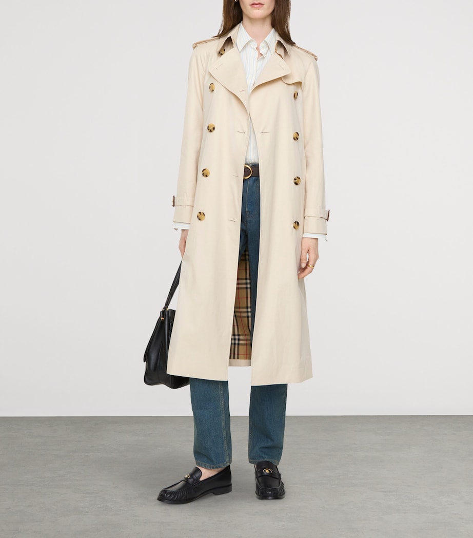 Burberry Womens Gabardine Waterloo Heritage Trench Coat Stone Beige Image 4