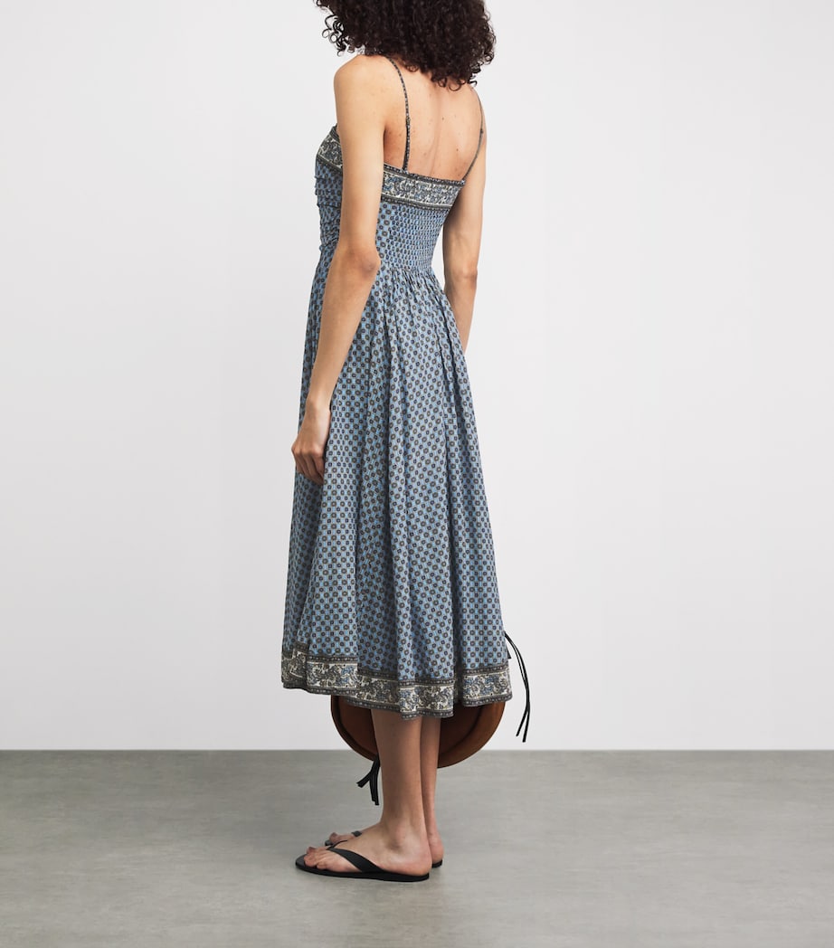 Veronica Beard Womens Geometric Pleated Lana Maxi Dress Blue Jay Multi Image 4