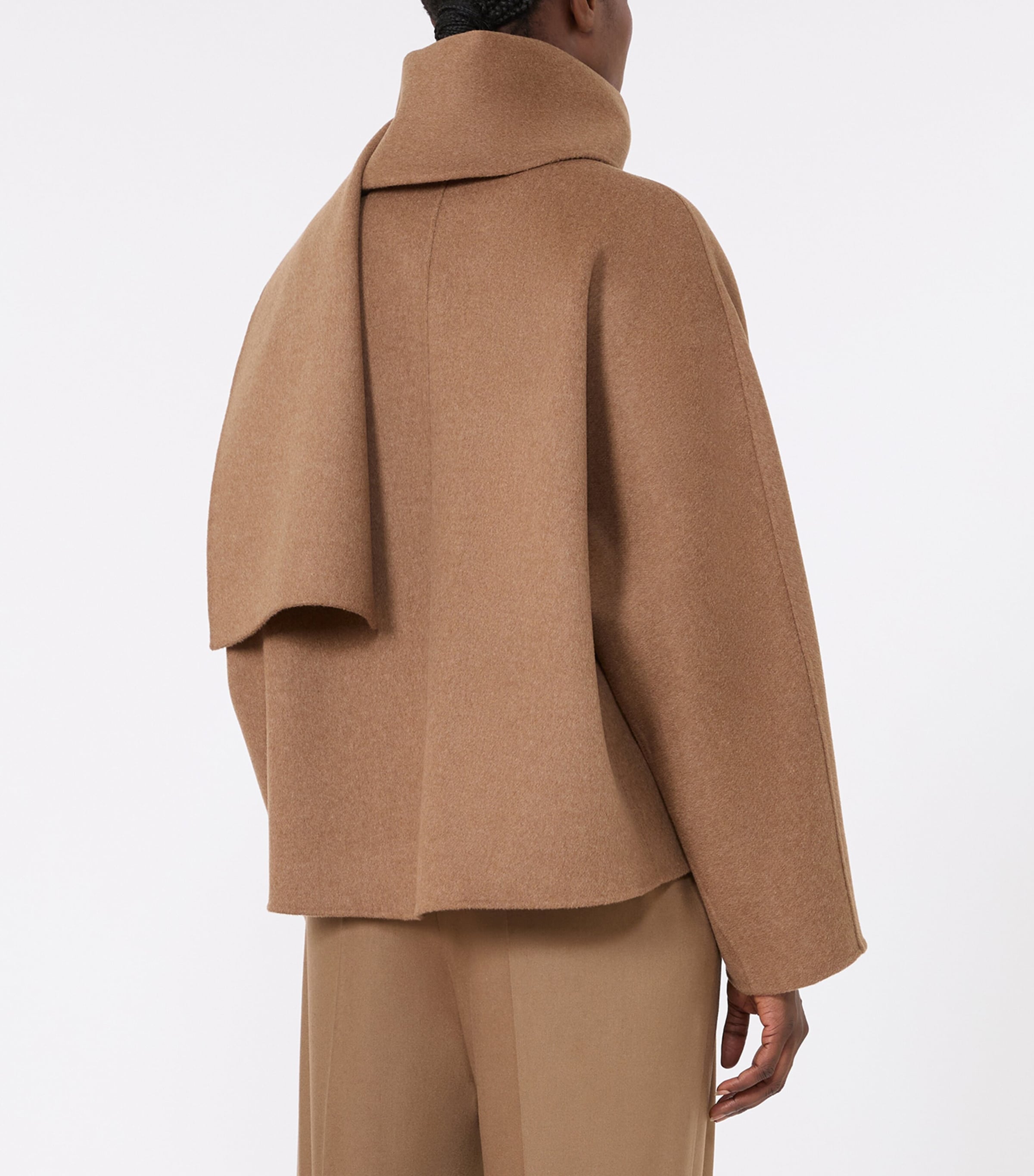 Max Mara Womens Virgin Wool Scarf-Neck Jacket Camel Image 4
