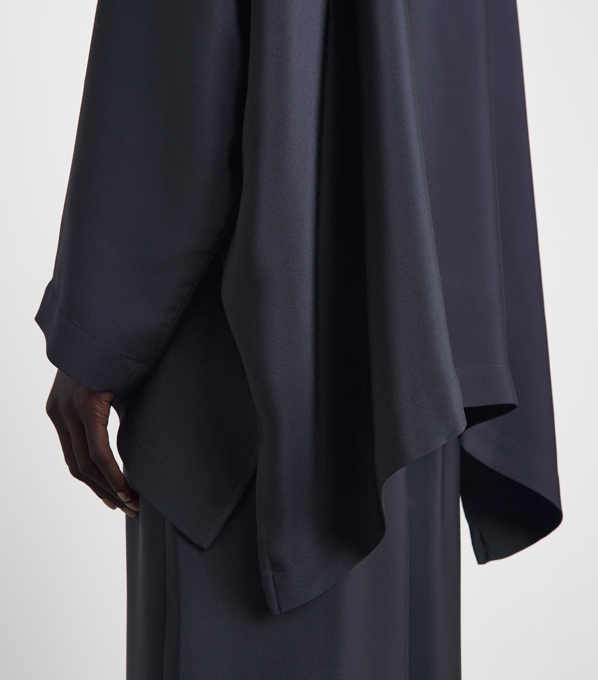 Eskandar Womens Silk Stand-Collar Shirt Midnight Image 3