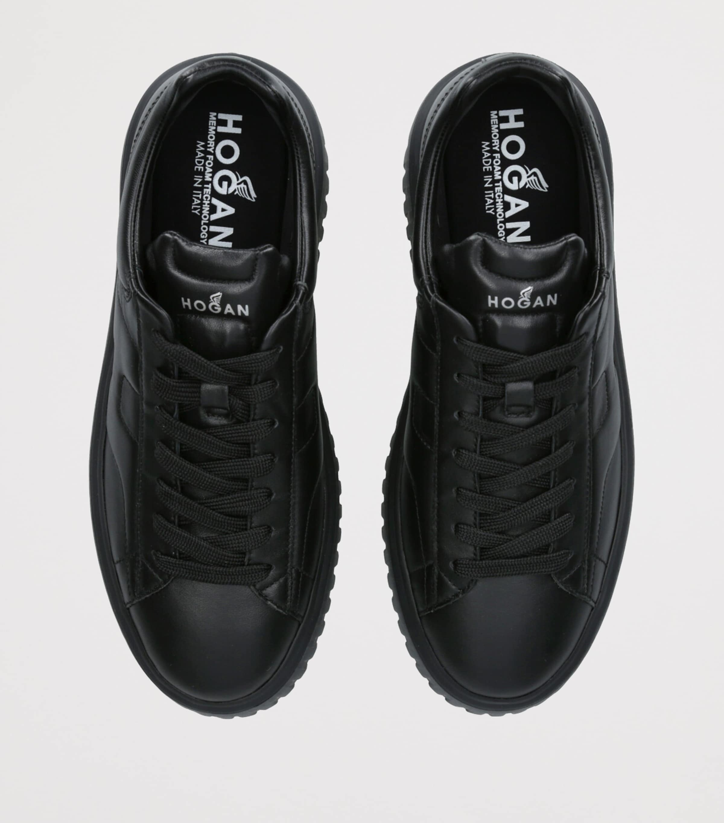 Leather H-Stripes Tread Sneakers BLACK Image 4