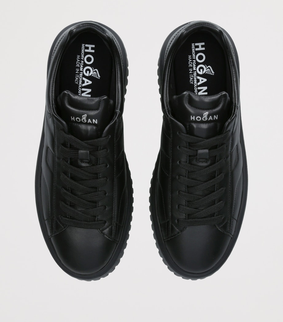 Leather H-Stripes Tread Sneakers BLACK Image 4