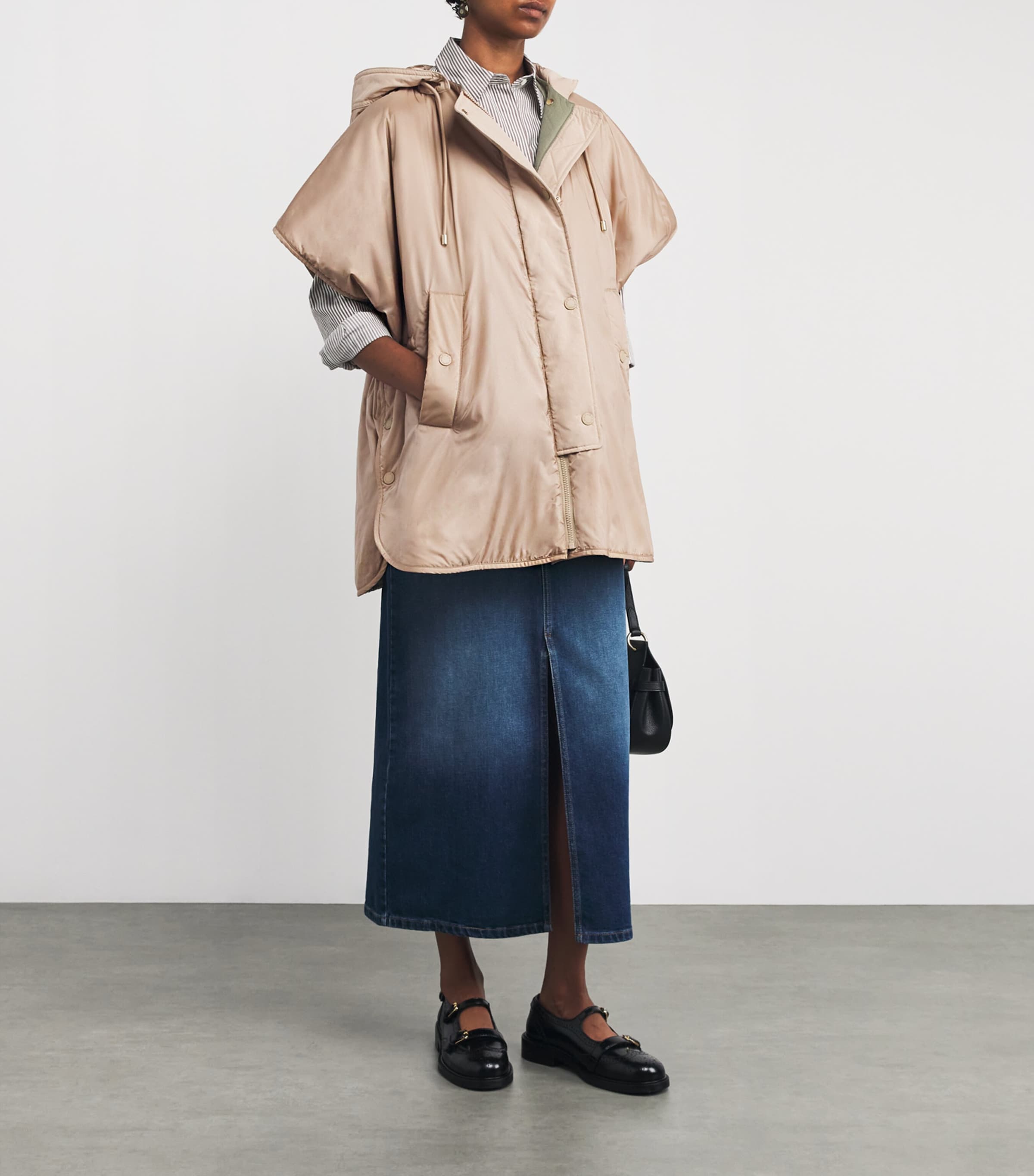 Reversible Padded Cape Jacket BEIGE Image 2