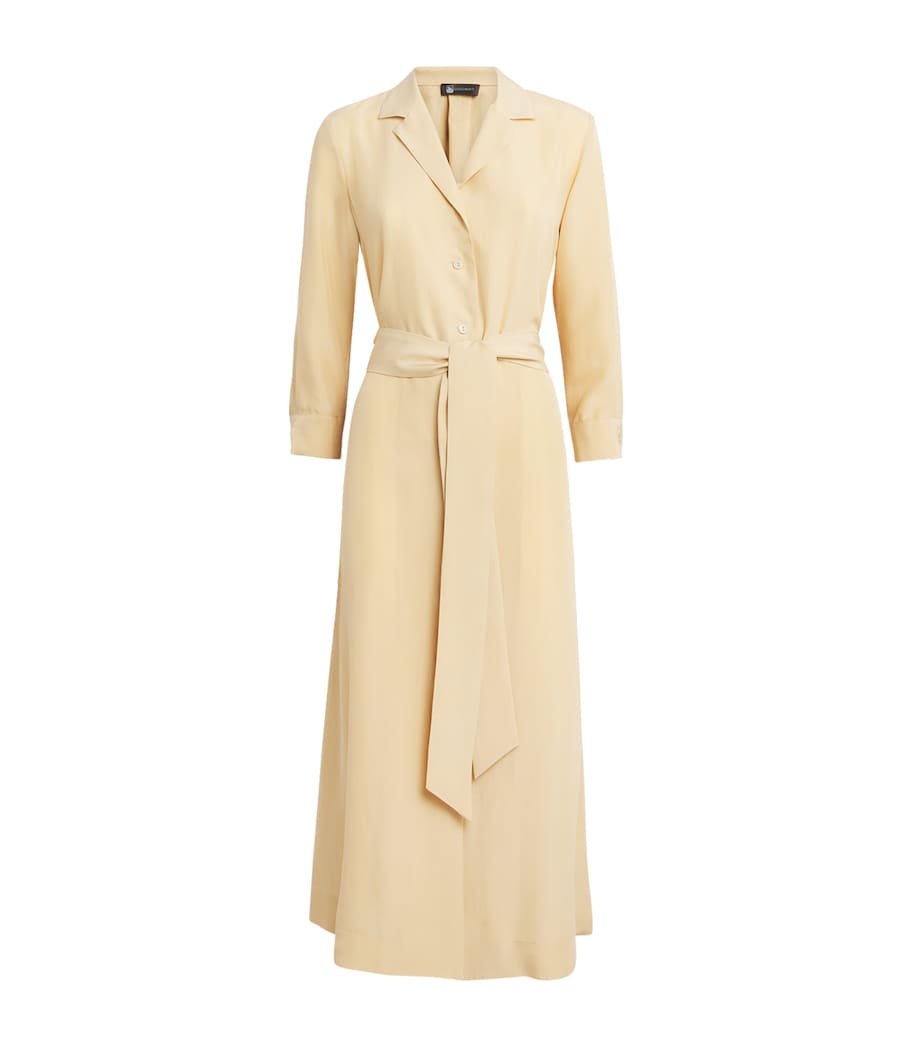 Colombo Womens Silk Belted Midi Dress Yellow Image 1