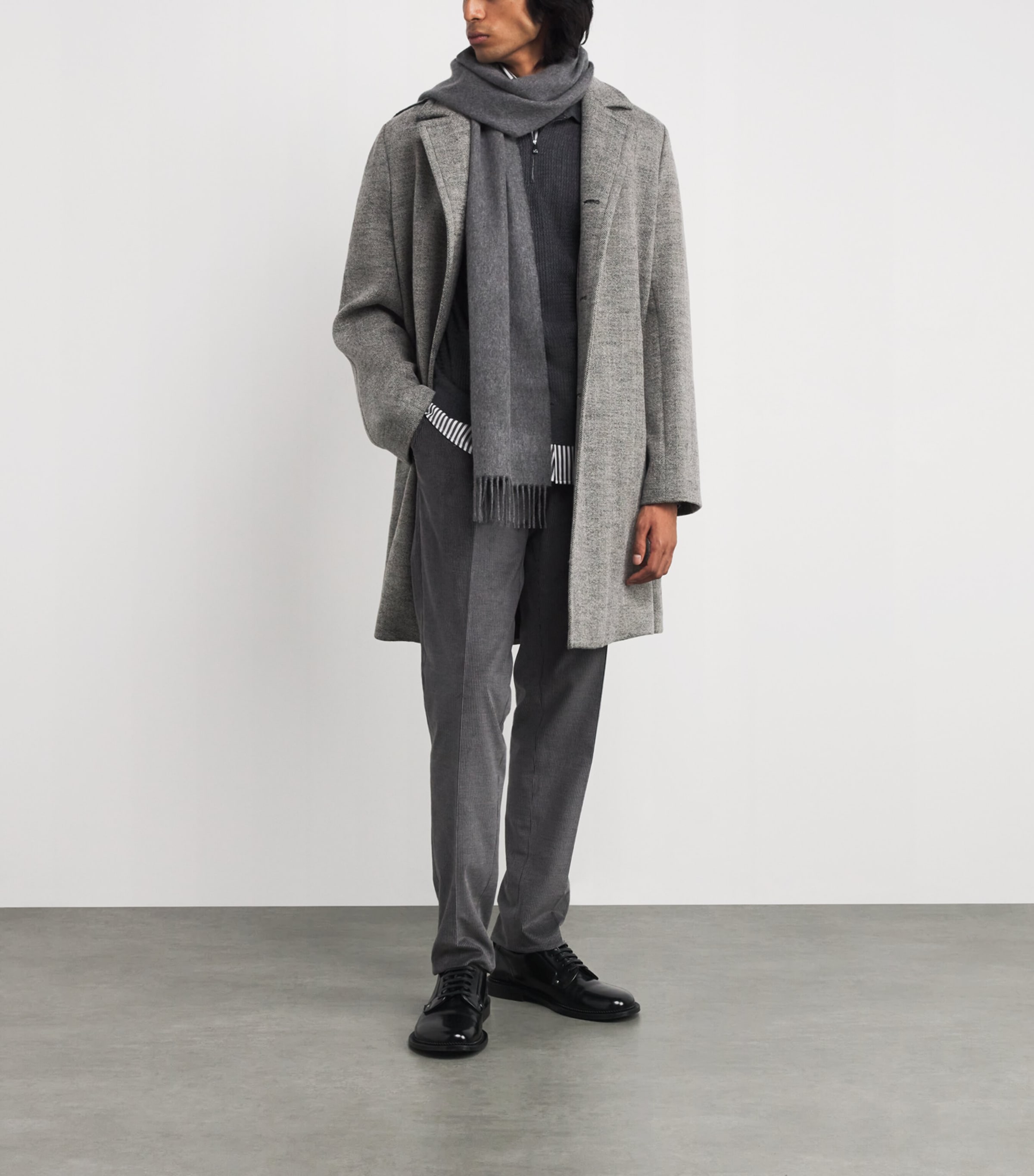 Virgin Wool Quarter-Zip Polo Sweater 14 GREY MELANGE Image 2