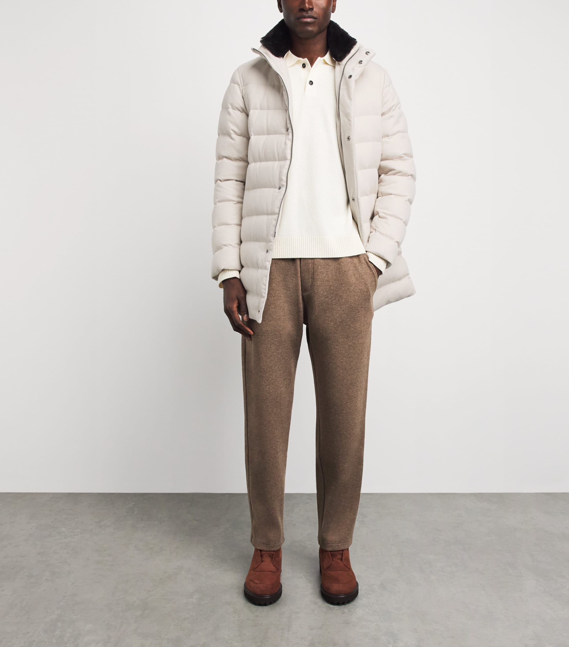 Herno Mens Silk-Cashmere Down Jacket Chantilly Image 2