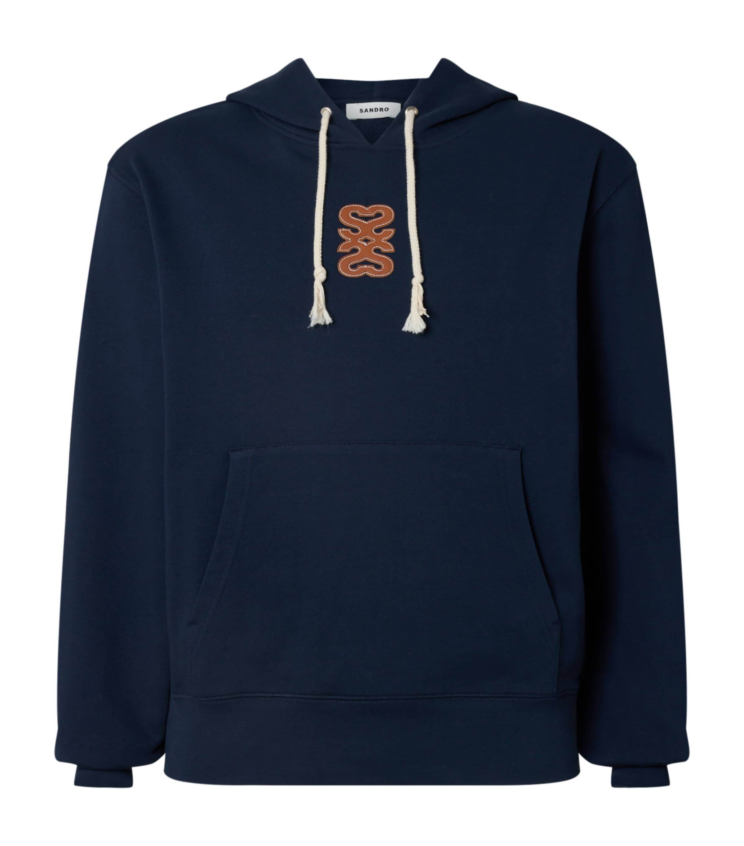 Sandro Cotton Patch-detail Hoodie In Blue
