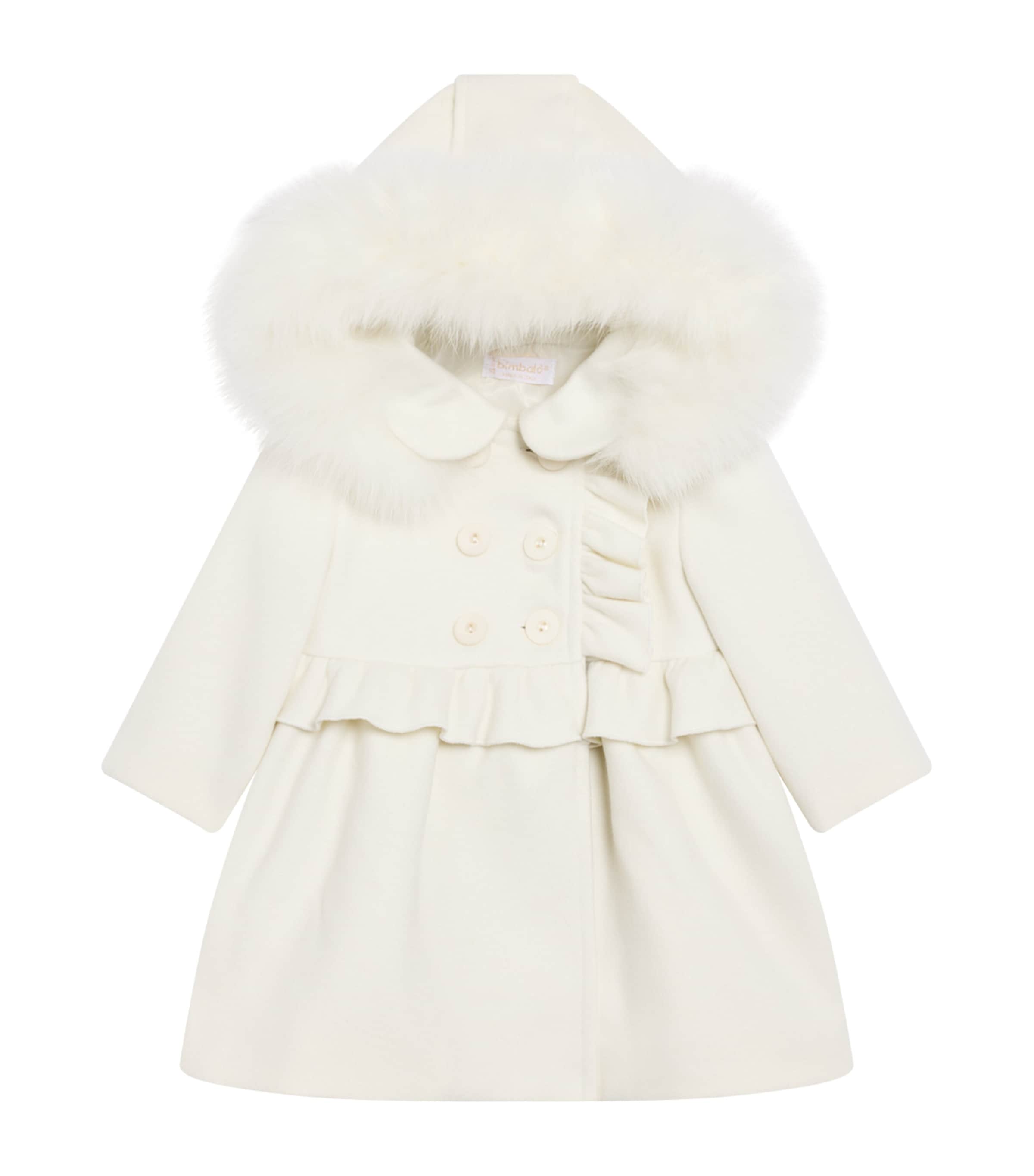 Bimbalò Fox Fur Hood Coat In White