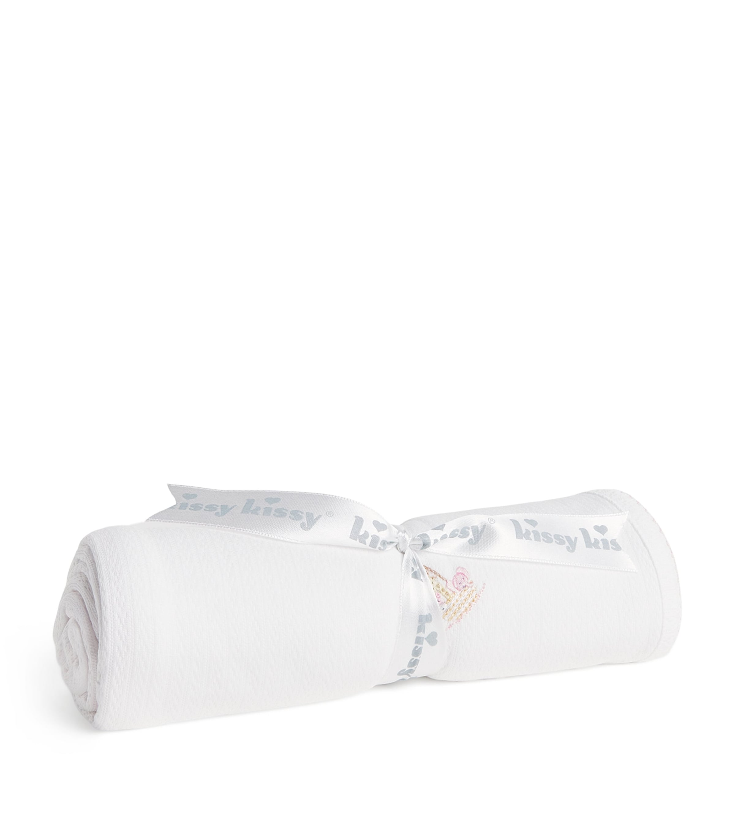 Kissy Kissy Pima Cotton Noah's Arc Blanket In White