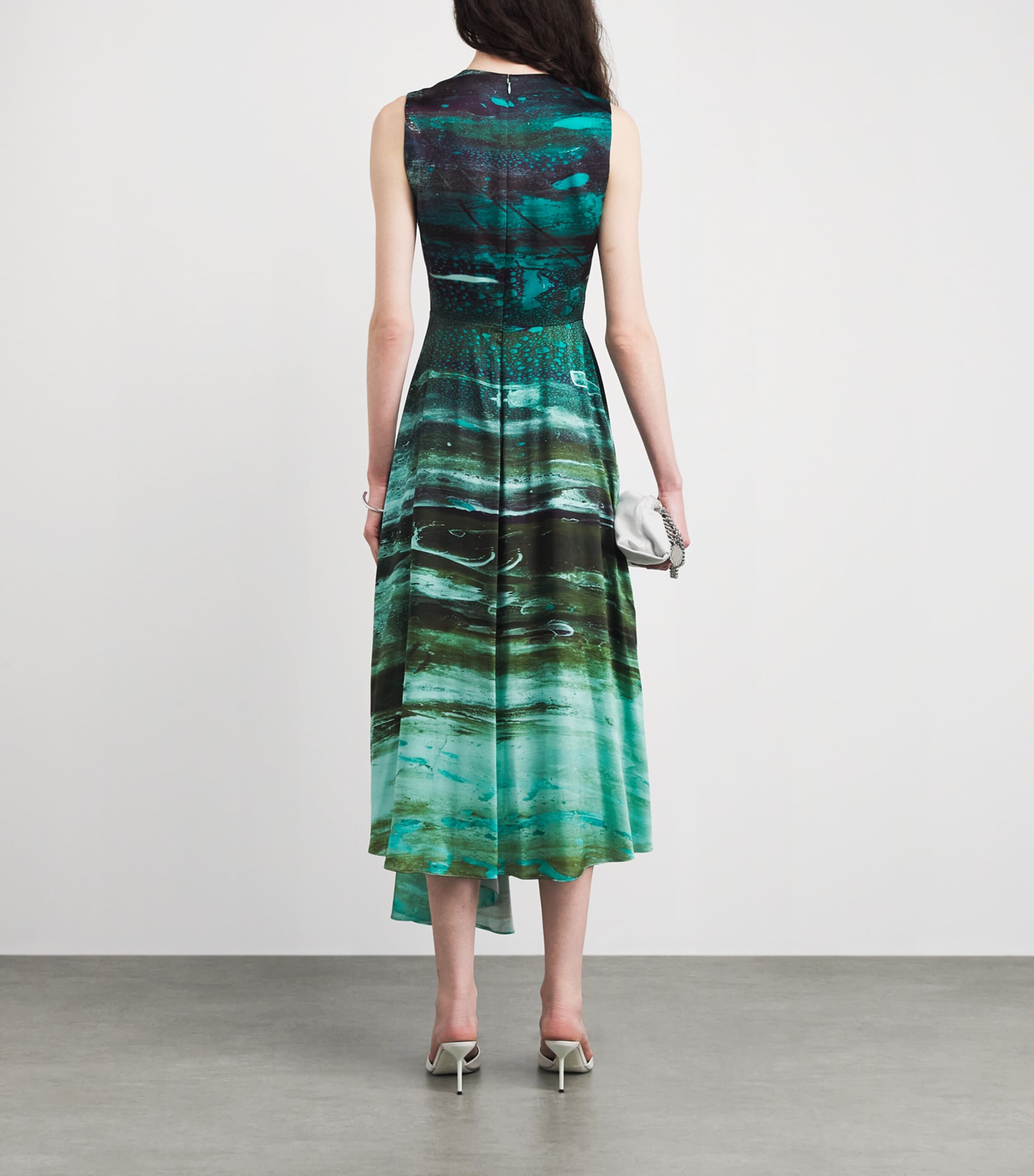 Roksanda Womens Silk Asymmetric Tera Midi Dress Brush Teal/mint Image 4
