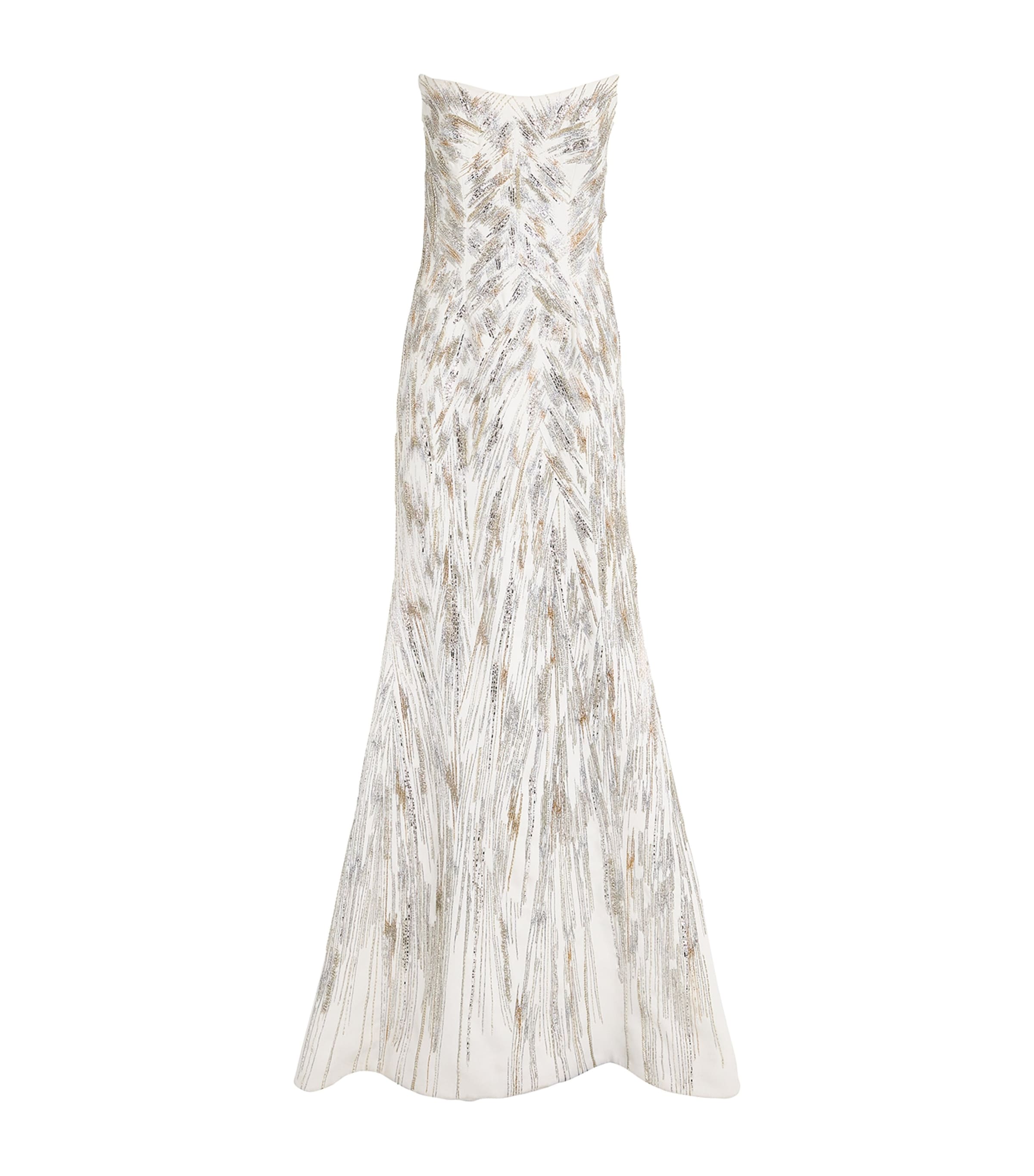Gaurav Gupta Beaded The Linear Glistening Gown In White