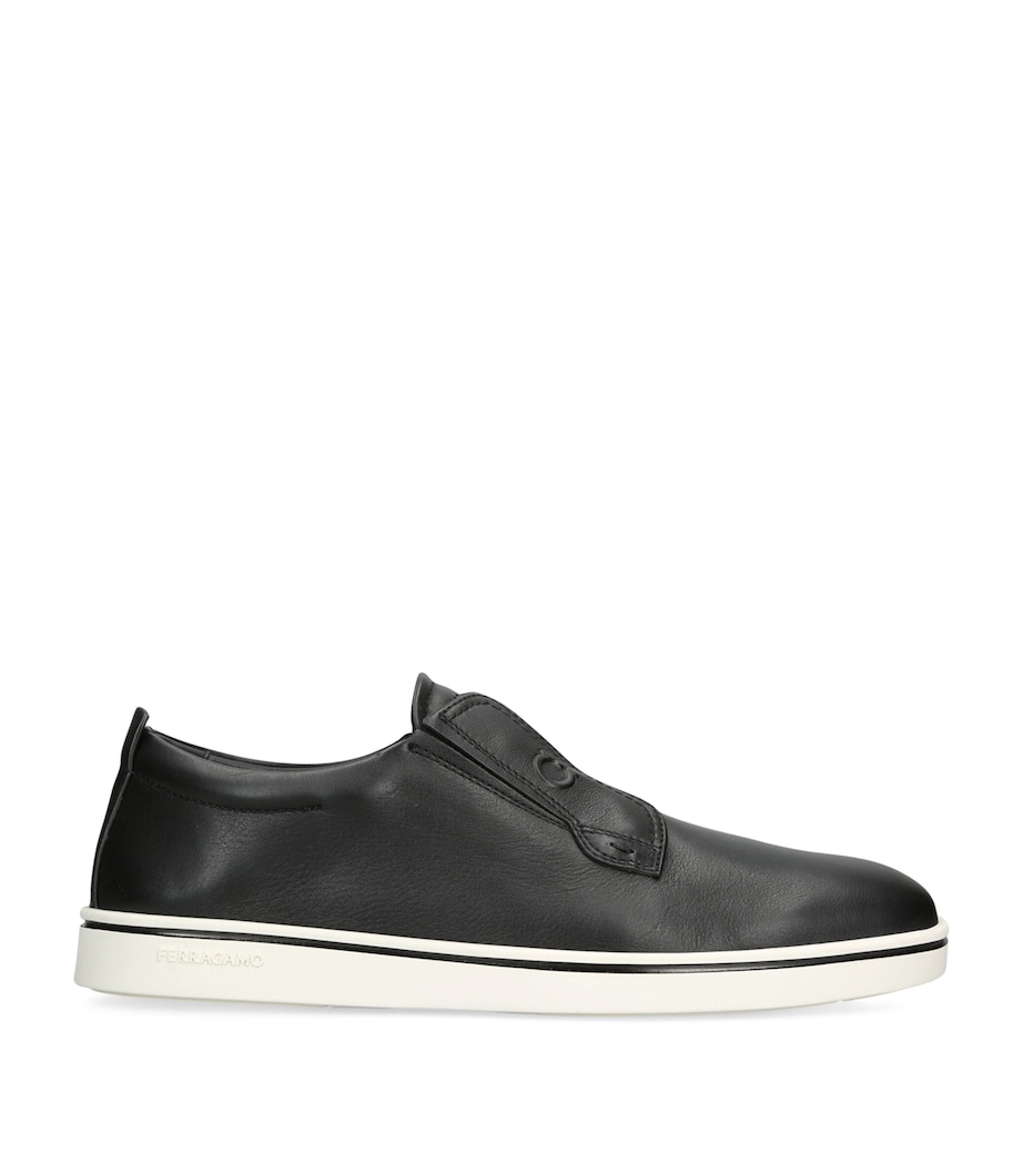 Salvatore Ferragamo Leather Alfie Slip-On Sneakers Black Image 1