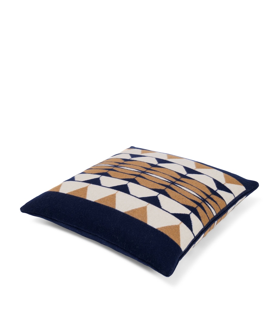 Wool-Cashmere Deco 001 Cushion (50cm x 50cm) 8E29 - BLUE/TAN Image 3