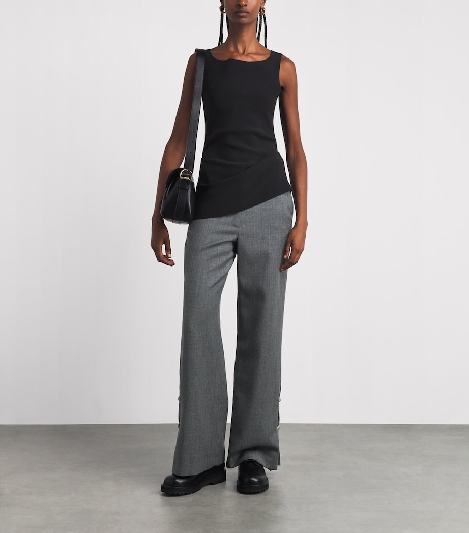 Claudie Pierlot Womens Virgin Wool Trousers Mottled Grey Image 2