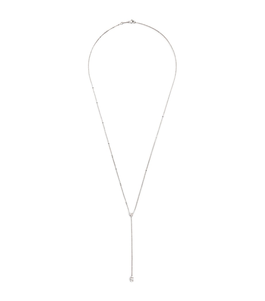 White Gold and Diamond Heart Lariat Necklace WHITE GOLD Image 1