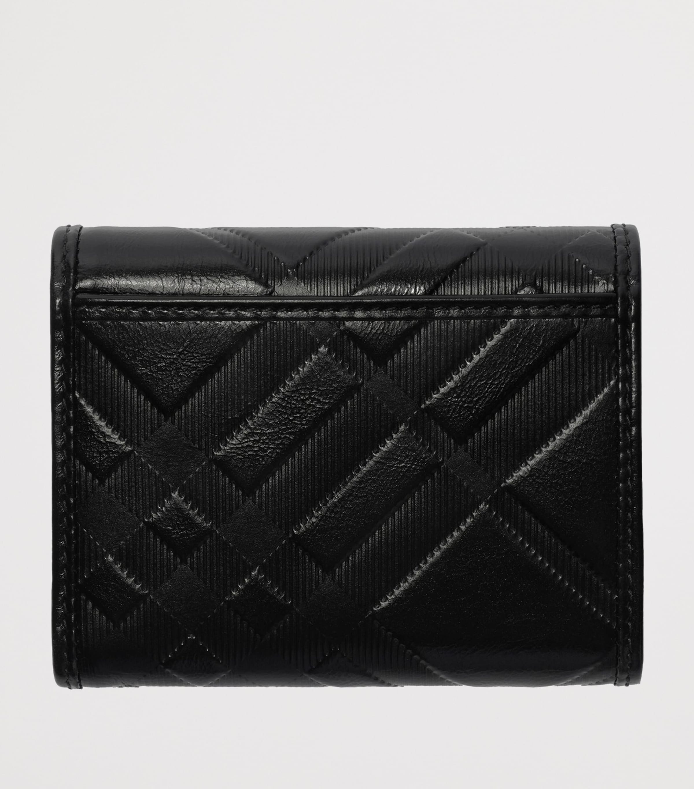 Burberry Small Leather Embossed Check Wallet Black Image 3