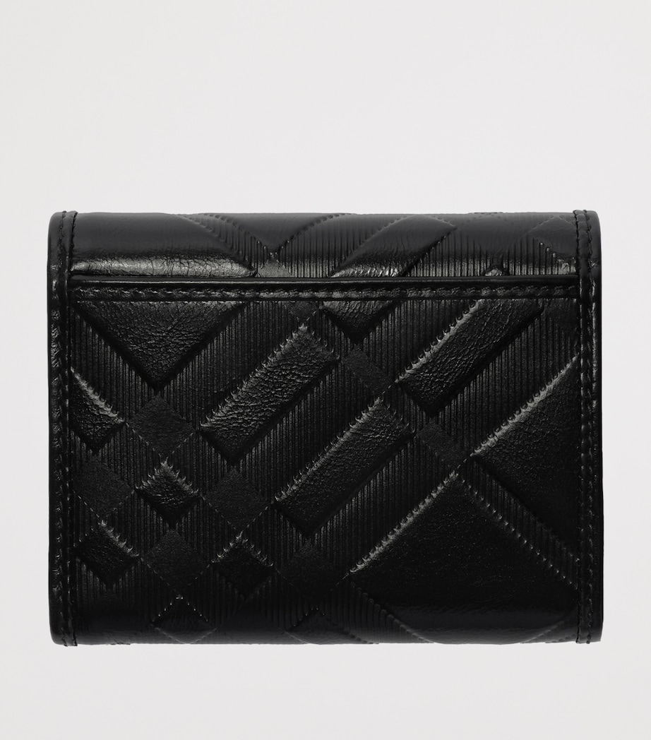 Burberry Small Leather Embossed Check Wallet Black Image 3