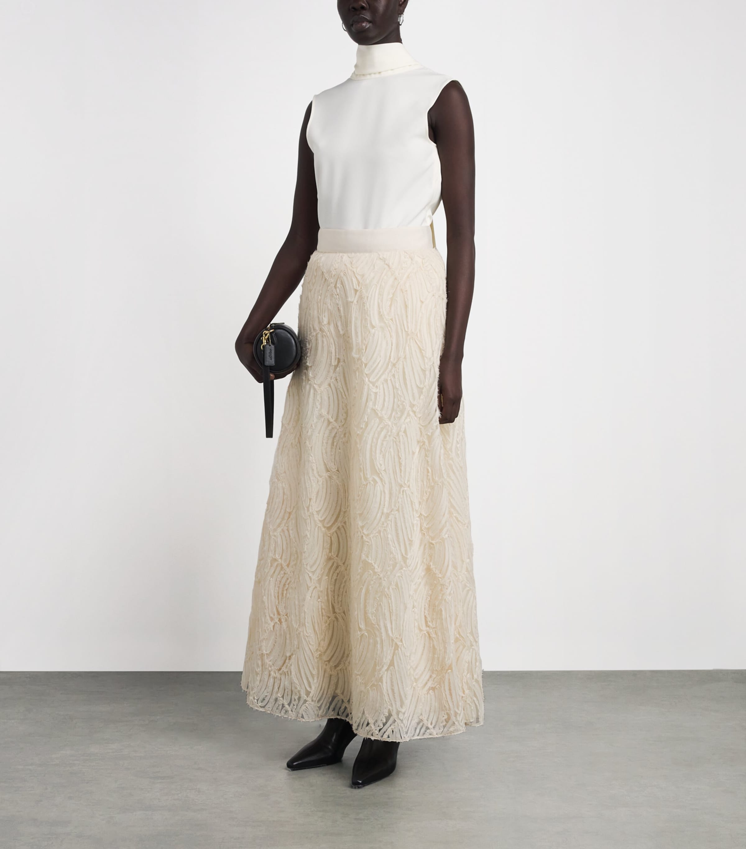 ME+EM Womens Tulle Maxi Skirt Cream Image 2