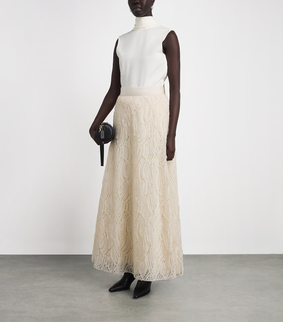 ME+EM Womens Tulle Maxi Skirt Cream Image 2