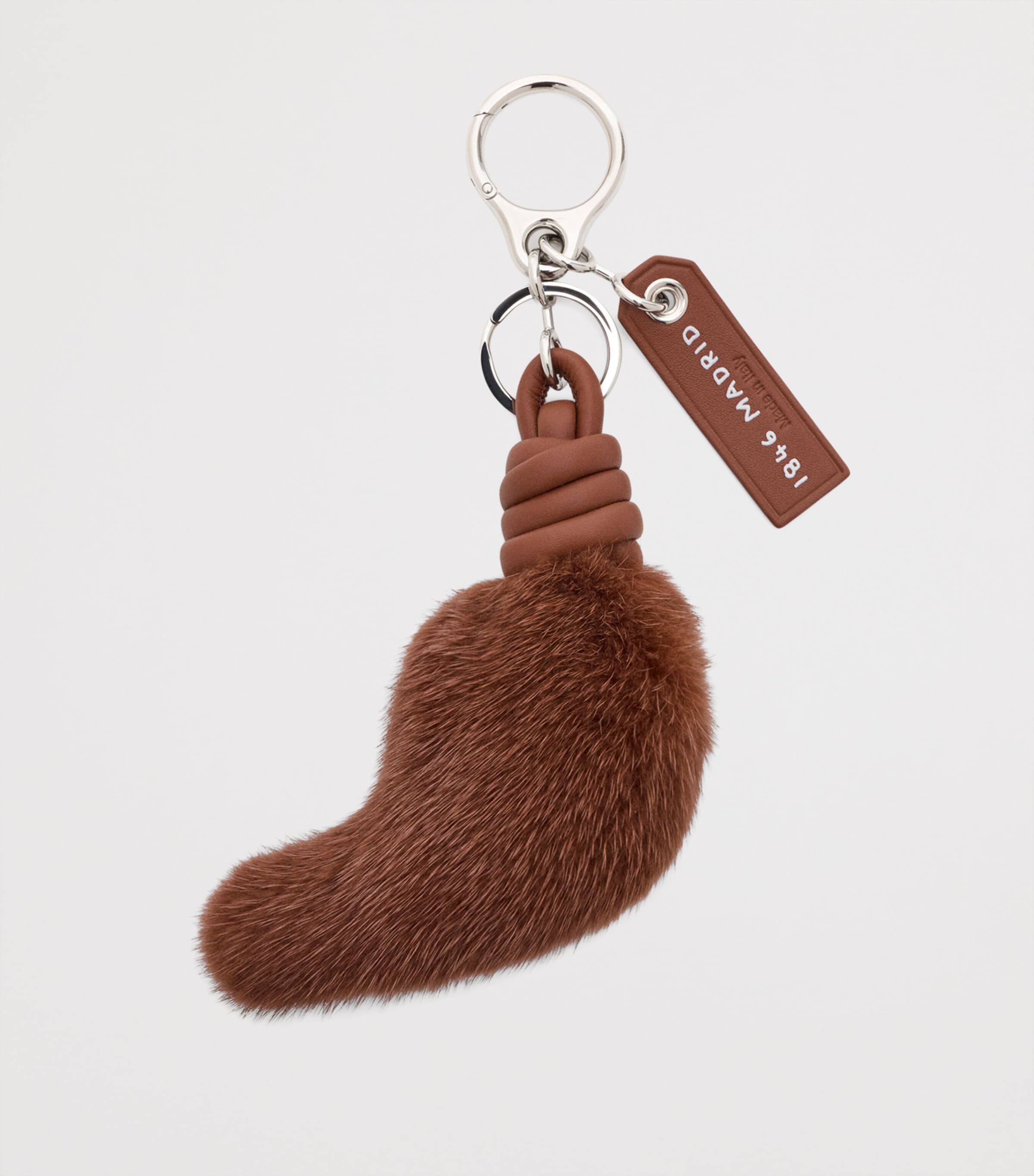 LOEWE Leather-Fur Lion Tail Key Charm Pecan Image 2
